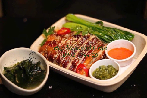 Hộp bã mía 1 ngăn to kèm nắp nhựa PET 850ml tại tpHCM