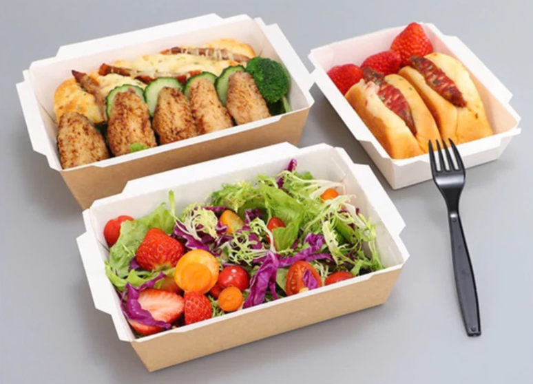 Hộp giấy 1600ml kraft/trắng  - nắp nhựa PET