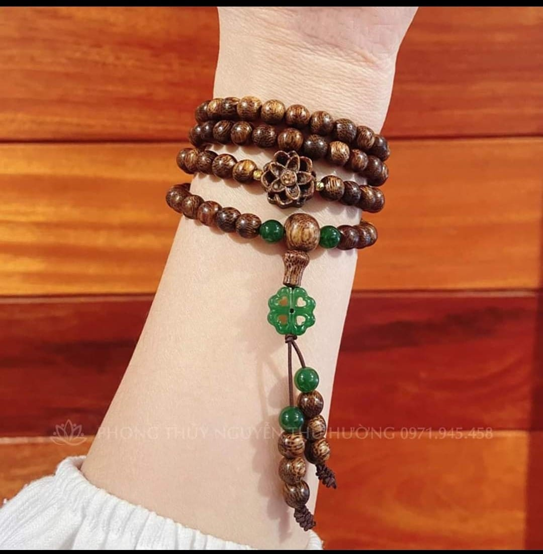 Vòng trầm 108 hạt mix charm siêu xinh <3