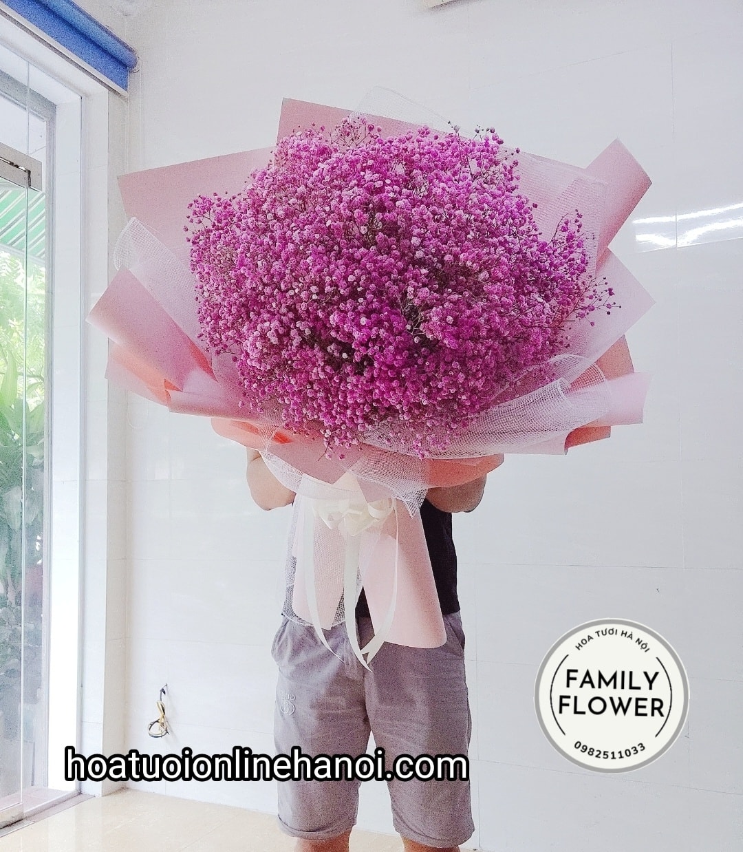 Bó hoa baby hồng tặng bạn gái, ngườii yêu, bà xã , nhân dịp sinh nhật , kỷ niệm yêu nhau ở Hà Nội