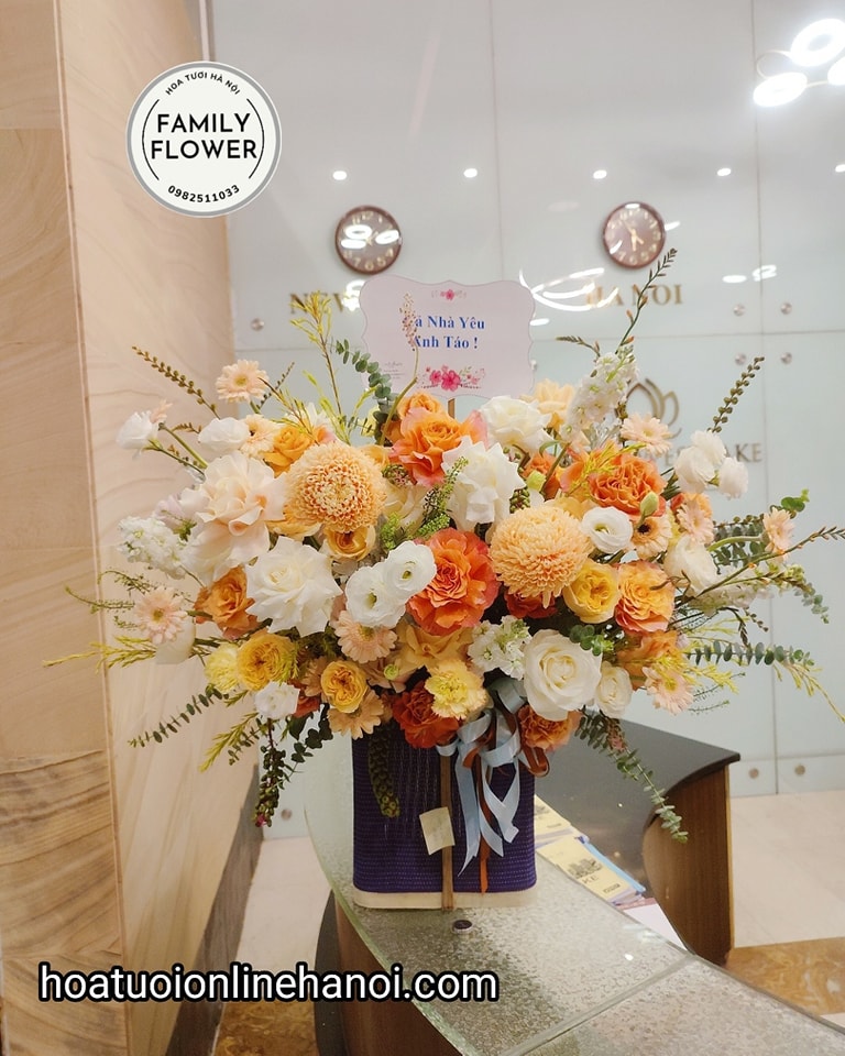 Lẵng hoa nhập khẩu chúc mừng những thành viên trong gia đình! Tạo sự đầm ấm cho mái nhà chung! Hoa tươi hà nội!  