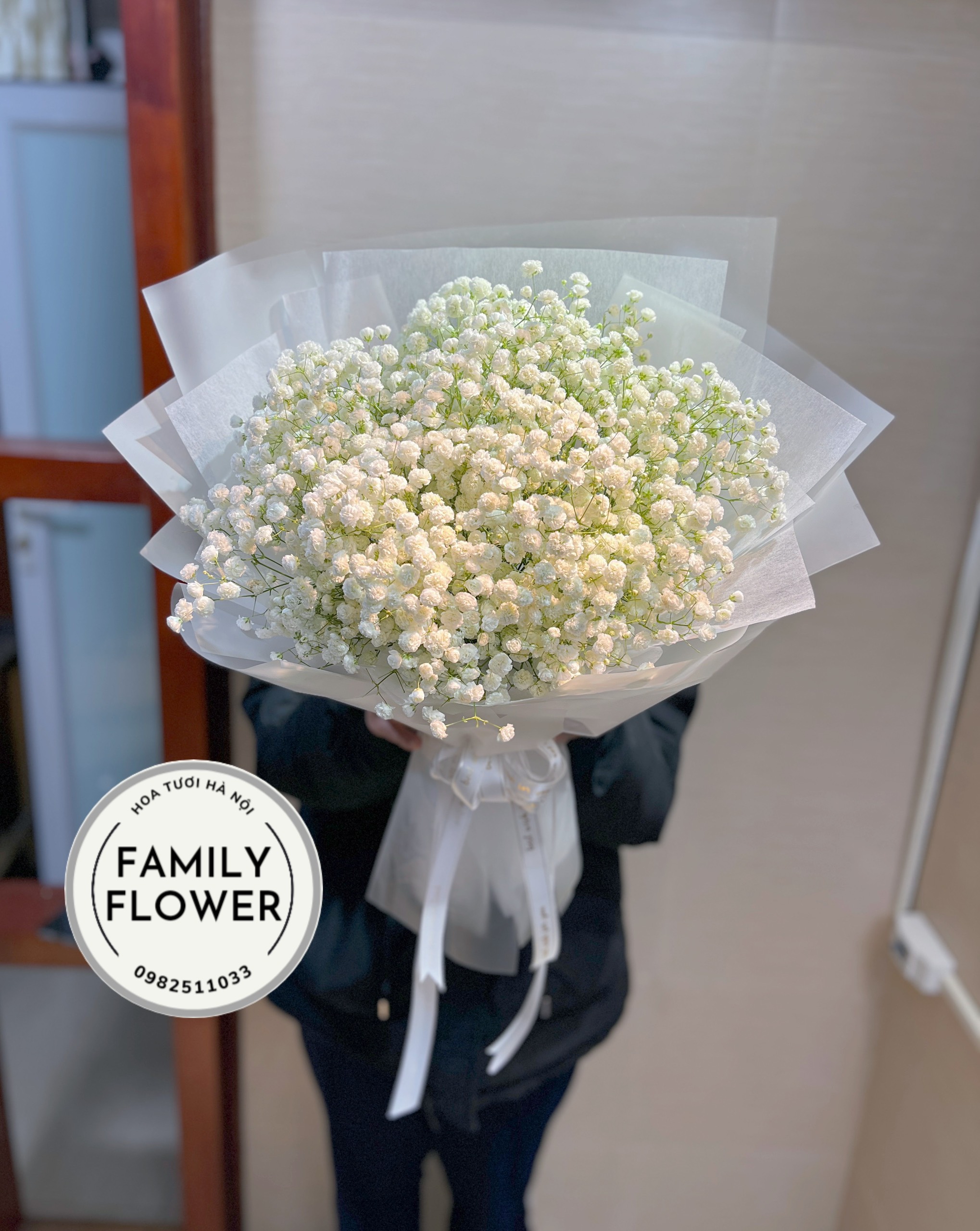 Bó hoa baby trắng tặng người yêu ở Ba Đình ,Hoàn Kiếm Hà Nội! Mua hoa tươi online Hà Nội 