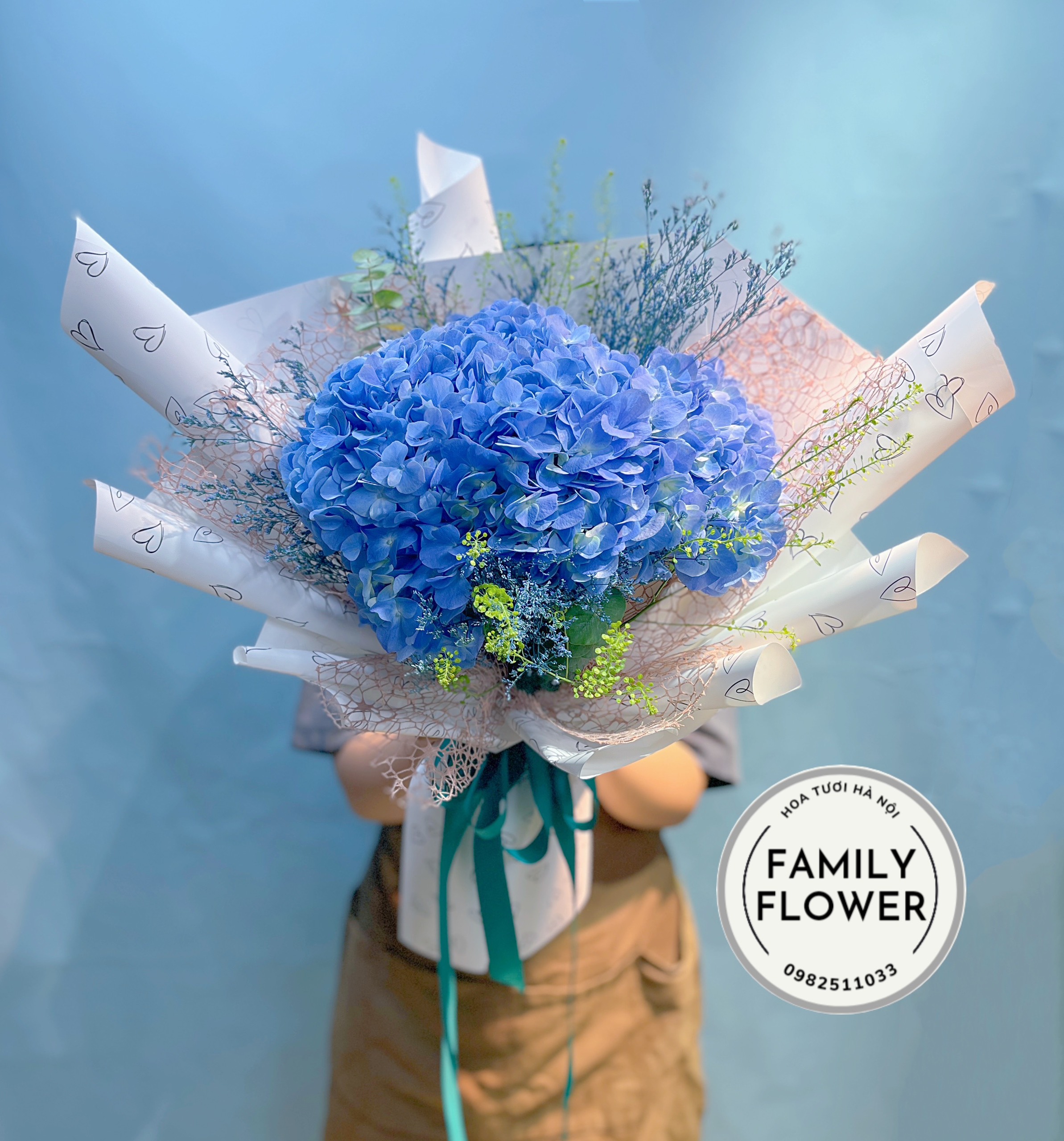 Bó hoa cẩm tú cầu xanh tặng người yêu nhân dịp sinh nhật kỷ niệm yêu nhau ở quận Cầu Giấy ! Hoa tươi Cầu Giấy