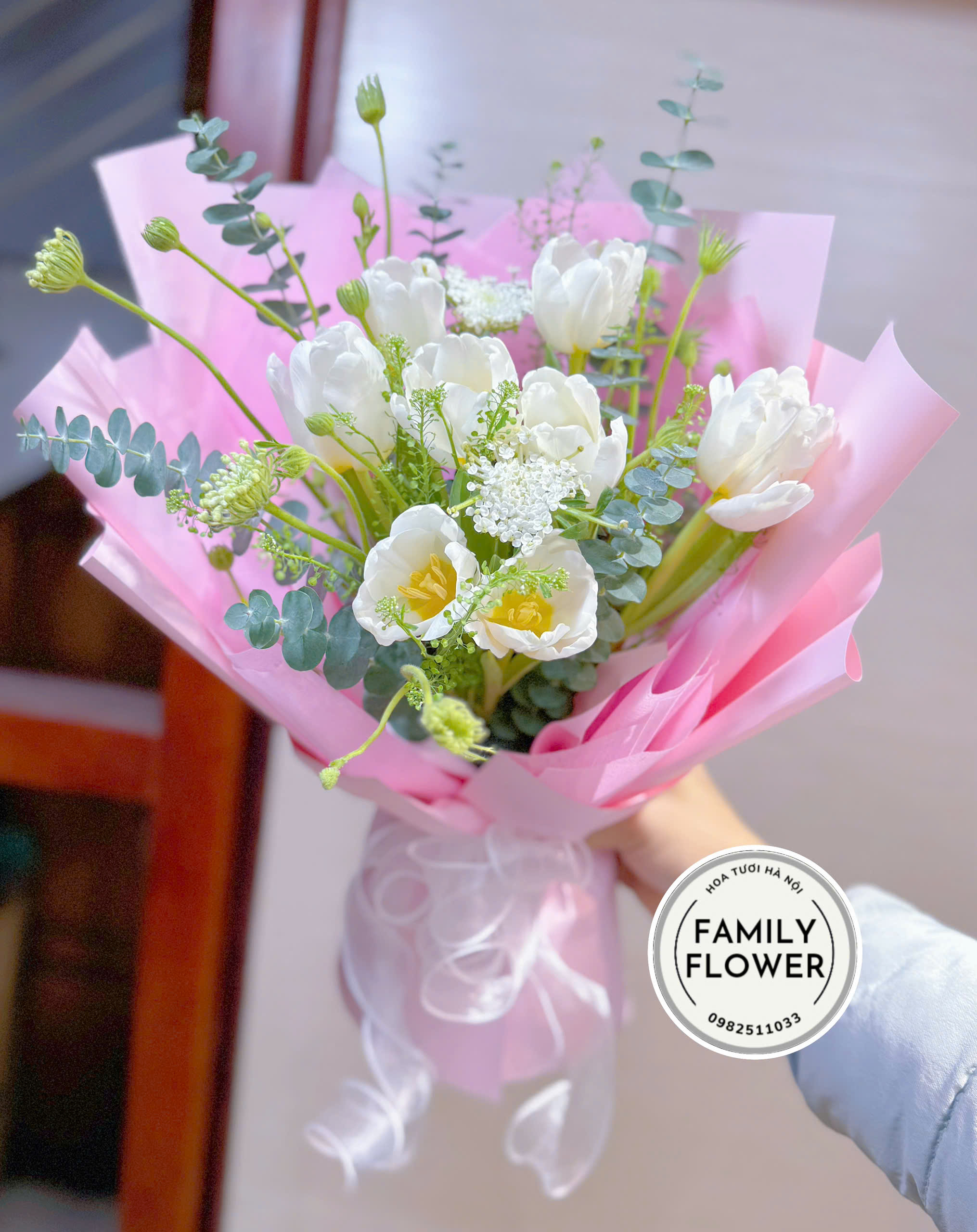 Bó hoa tulip trắng tặng người yêu ở quận Ba Đình , Cầu Giấy , Đống Đa Hà Nội ! Hoa tulip Hà Nội