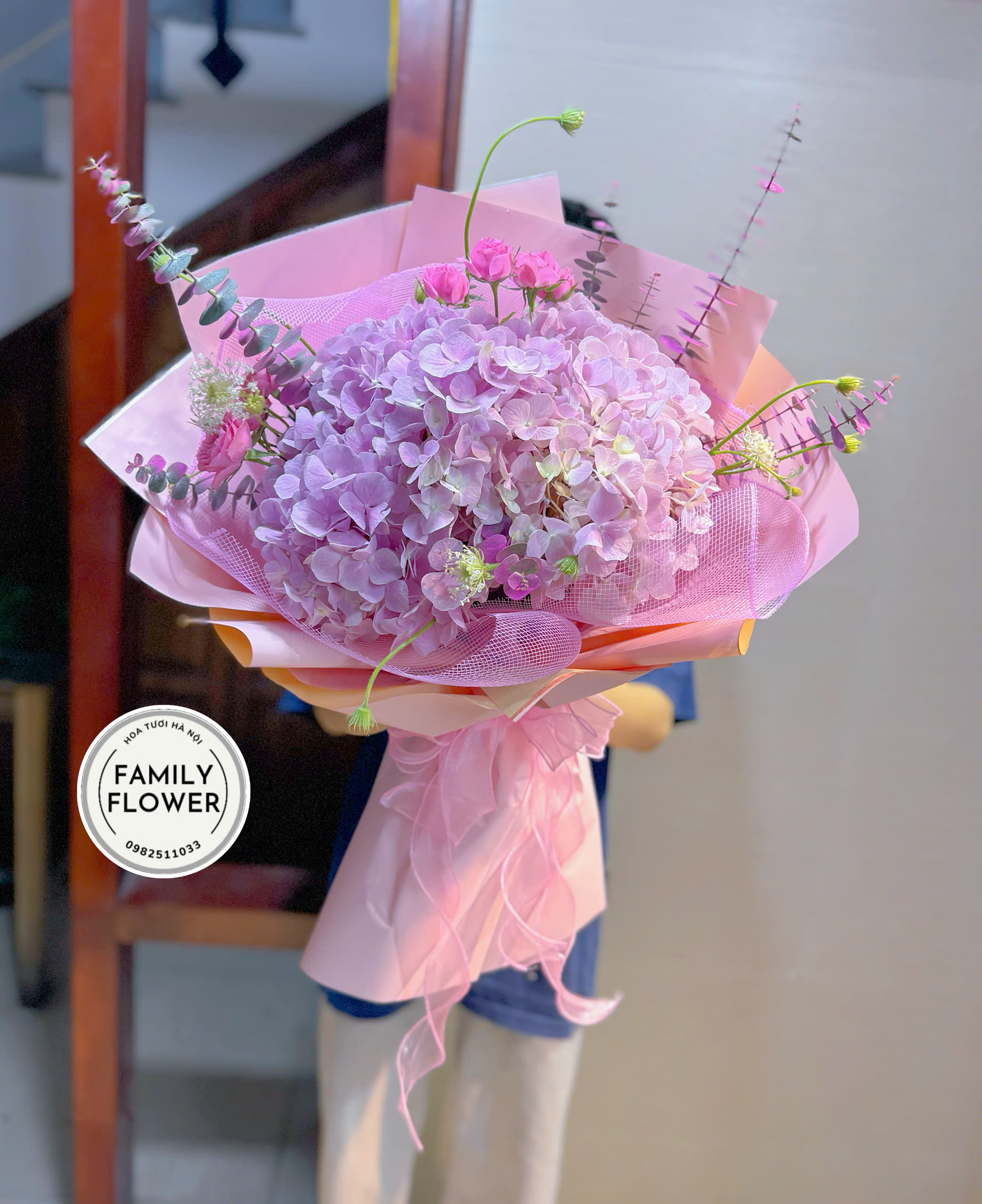 Bó hoa cẩm tú cầu hồng tặng vợ , bạn gái nhân dịp 20 tháng 10 ở quận Ba Đình Hà Nội