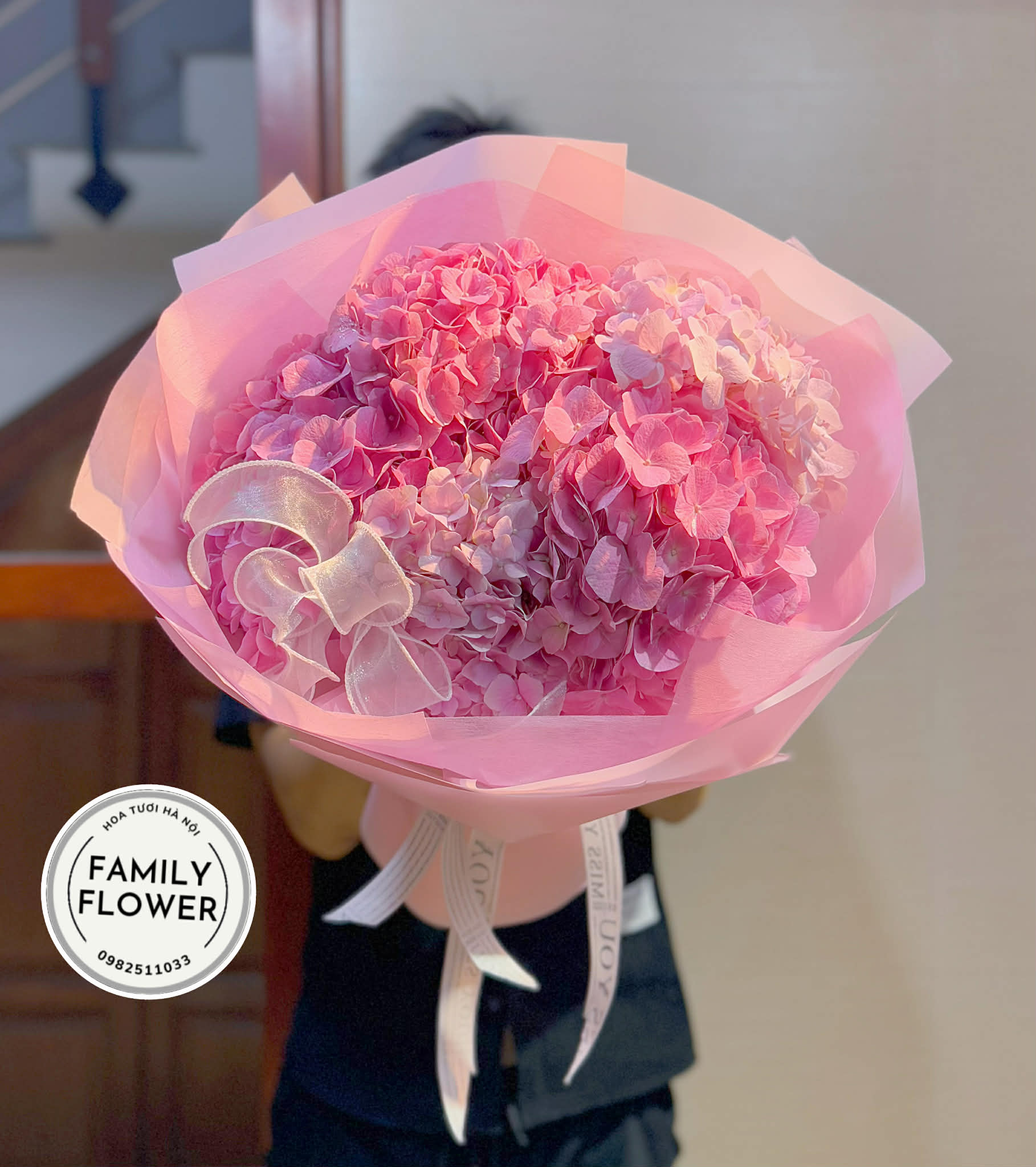 Bó hoa cẩm tú cầu hồng tặng bạn gái nhân dịp sinh nhật quận Cầu Giấy Hà Nội ! Hoa cẩm tú cầu hồng