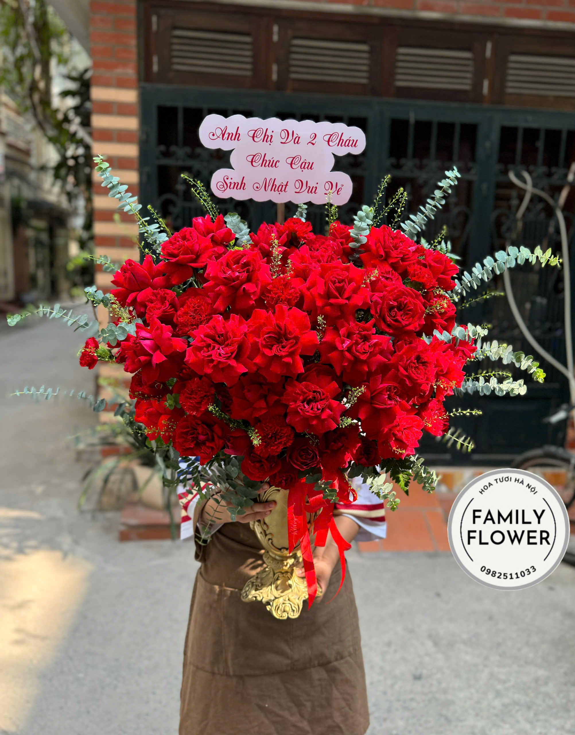 Bình hoa cao cấp tone hồng  đỏ tặng chúc mừng sinh nhật tại Hà Nội ! Mua hoa sinh nhật, hoa các dịp lễ tại Hà Nội !Mua hoa tươi online Hà Nội