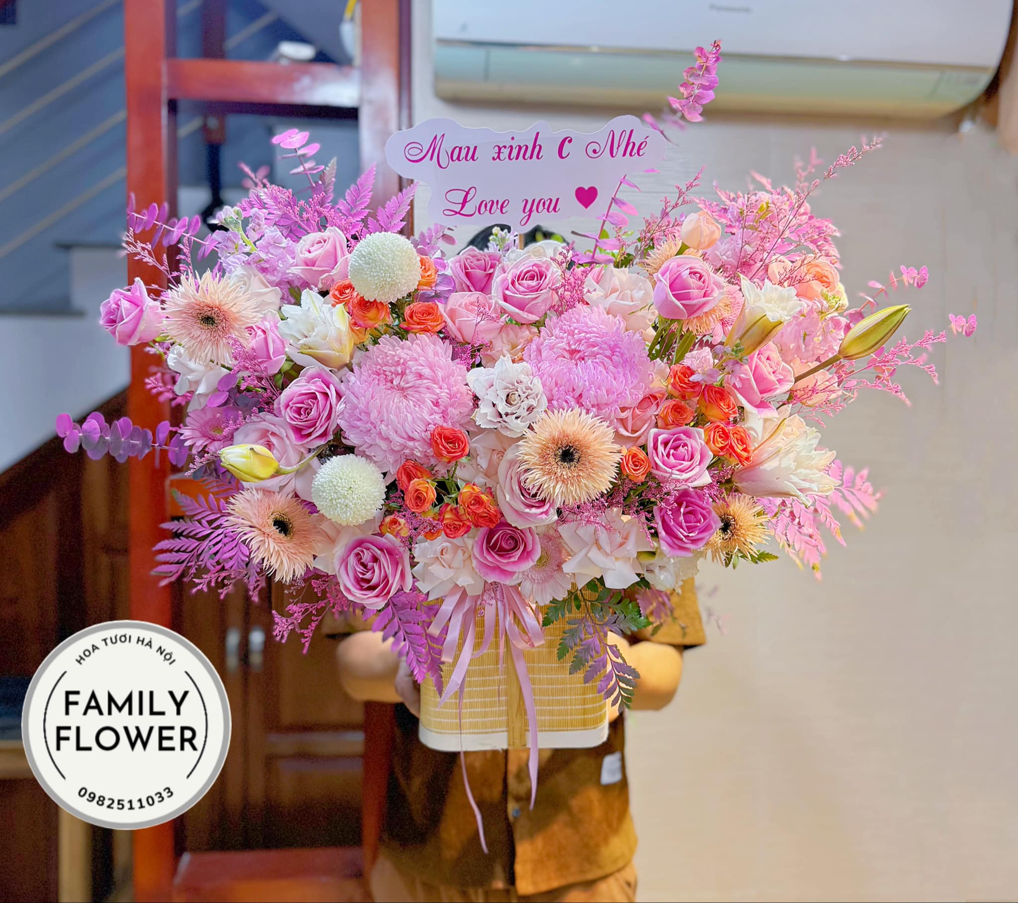 Lẵng hoa tươi tặng chúc mừng sinh nhật mẹ tại Ba Đình- Đống Đa Hà Nội ! Mua hoa tươi online Hà Nội