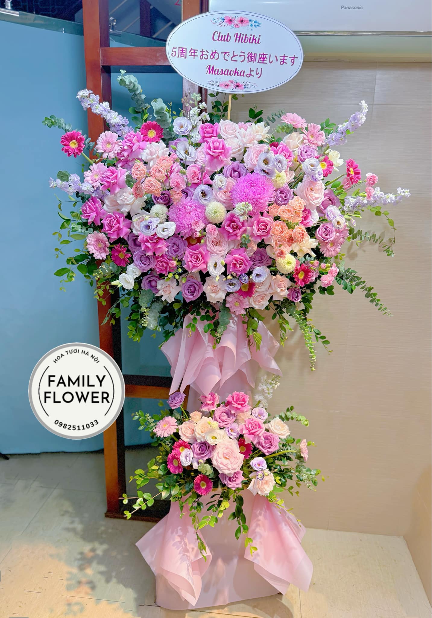 Kệ hoa tone hồng tặng chúc mừng khai trương tại Ba Đình Hà Nội ! Mua hoa online Hà Nội  !