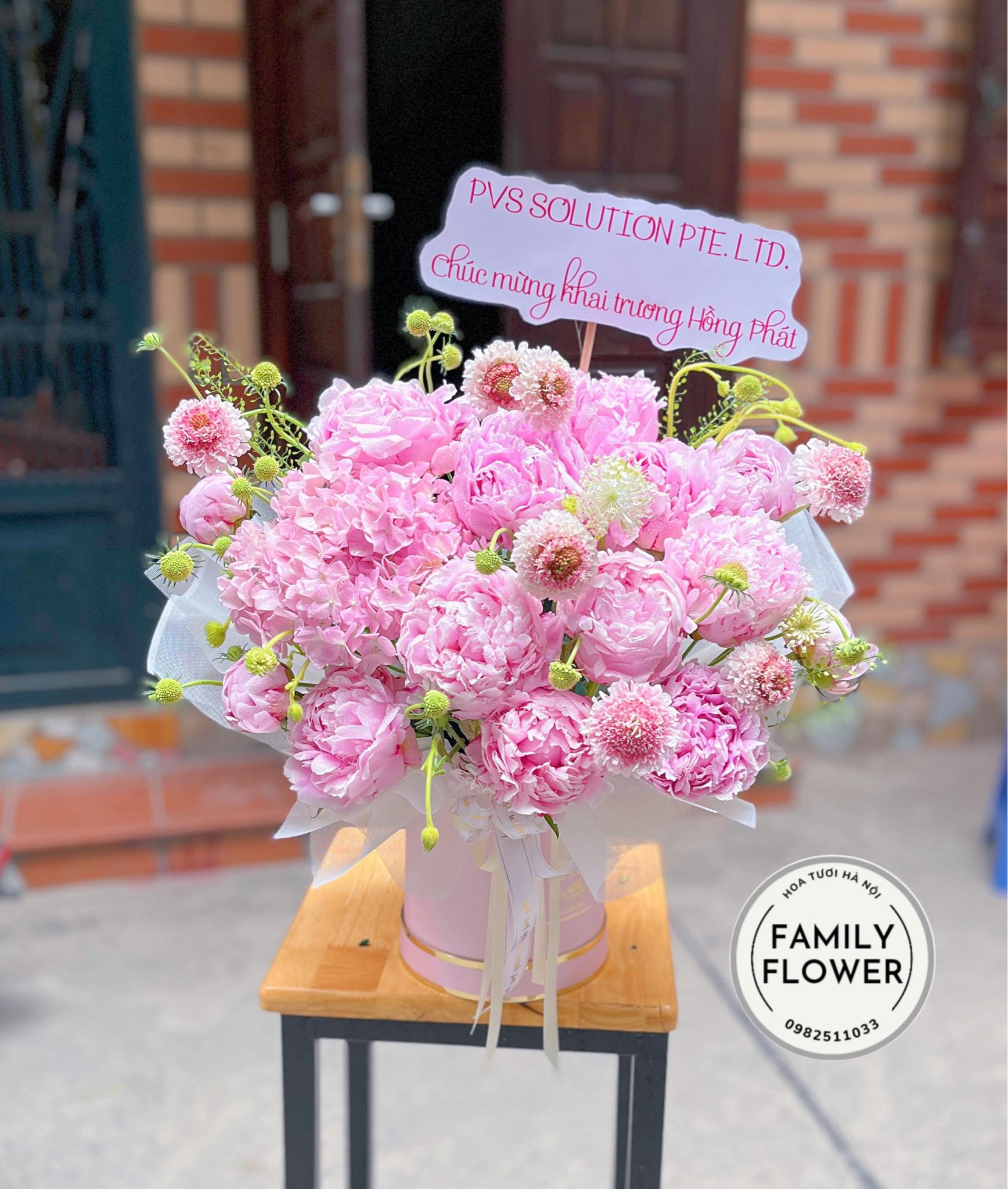 Lẵng hoa mẫu đơn tặng khai trương Quận Hoàn Kiếm , Đống Đa Hà Nội ! Hoa mẫu đơn