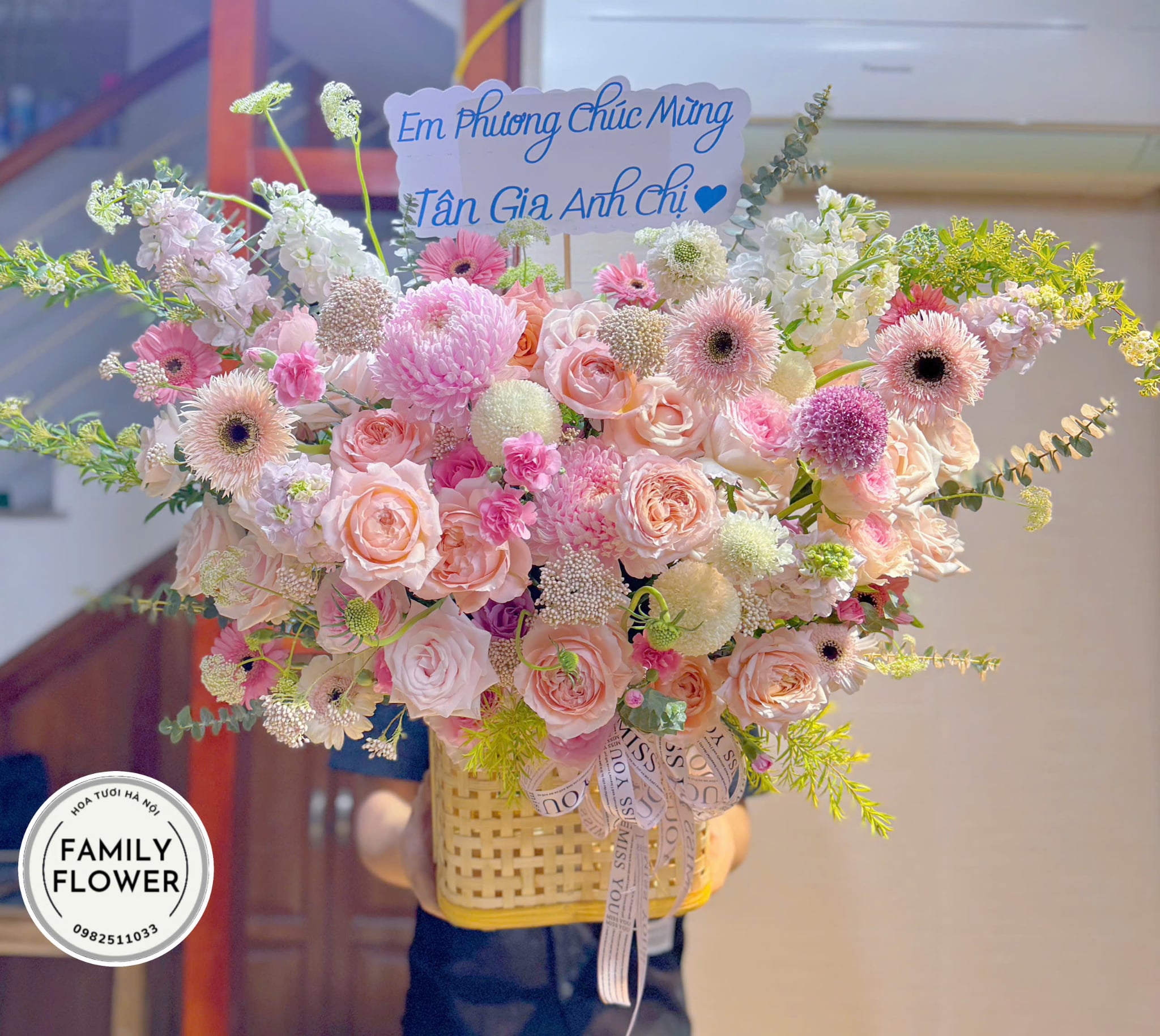 Hoa tươi Hà Nội ! Lẵng hoa chúc mừng tân gia ở Hà Nội ! Hoa Hà Nội