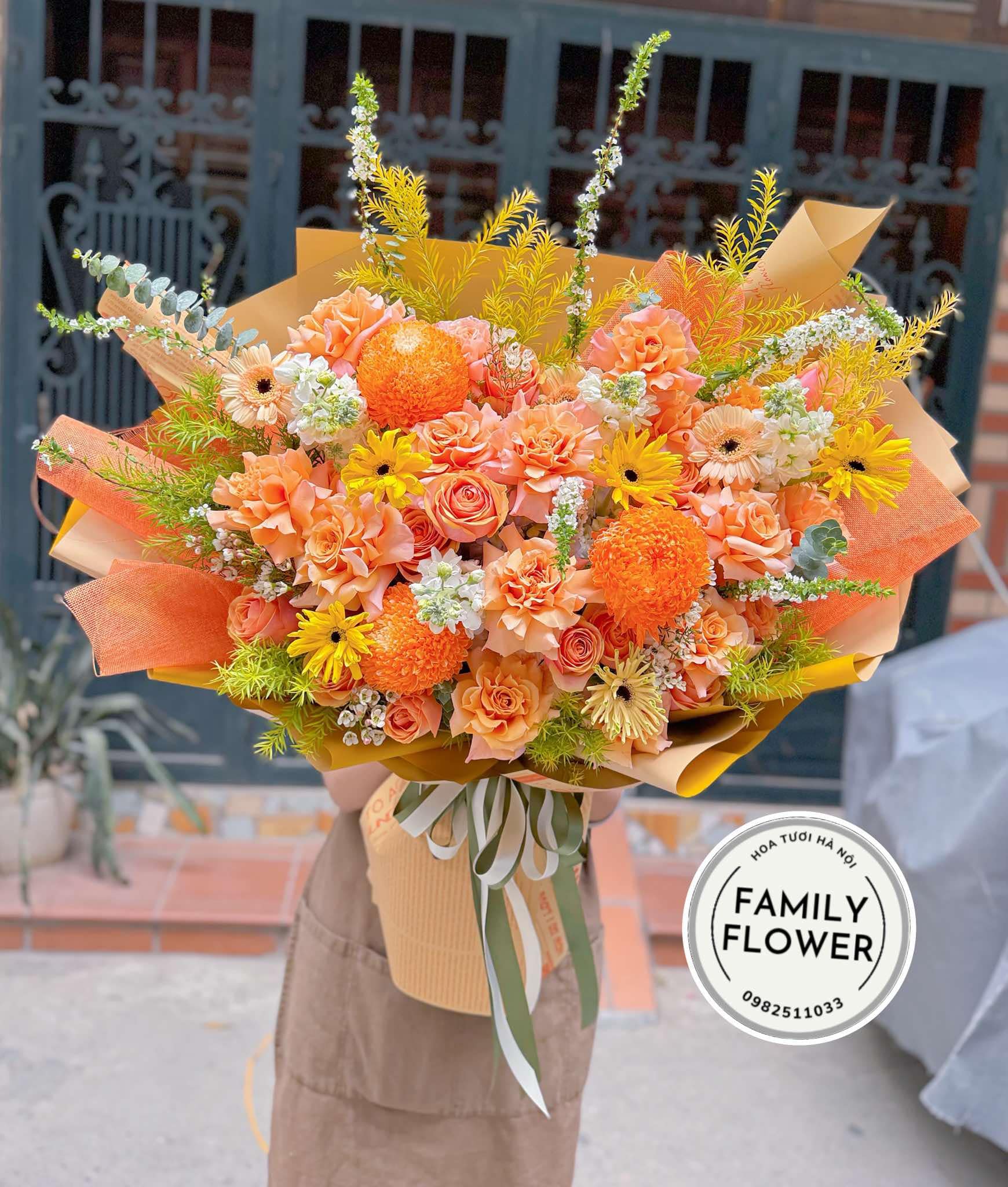 Bó hoa tone cam tặng chúc mừng sinh nhật bạn gái tại quận Ba Đình Hà Nội ! Mua hoa tươi online Hà Nội