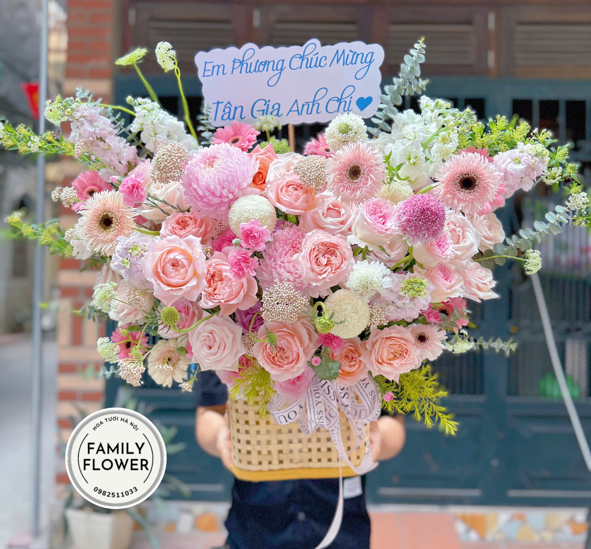 Hoa tươi Hà Nội ! Lẵng hoa chúc mừng tân gia ở Hà Nội ! Hoa Hà Nội