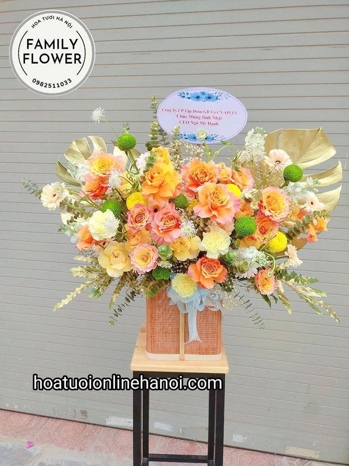 Lẵng hoa chúc mừng sinh nhật đep tại Hà Nội. Hoa sinh nhật Hà Nội