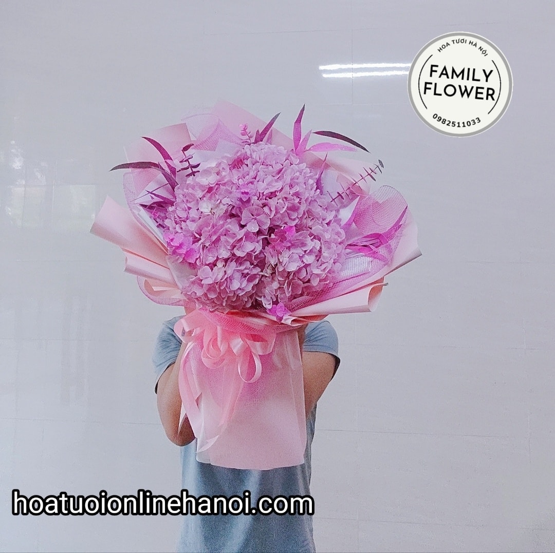 Bó hoa cẩm tú cầu hồng chúc mừng sinh nhật . tặng người yêu , bạn gái ở Cầu Giấy - Hà Nội . Hoa cẩm tú cầu Hà Nội