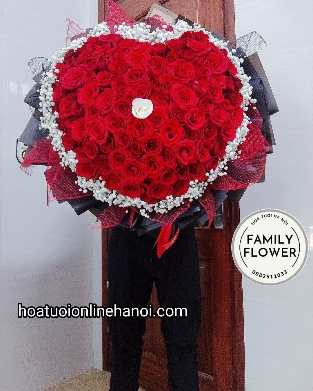 Bó hoa trái tim hồng đỏ tặng vợ , người yêu đẹp tại quận Đống Đa , Cầu Giấy. Hà Nội.