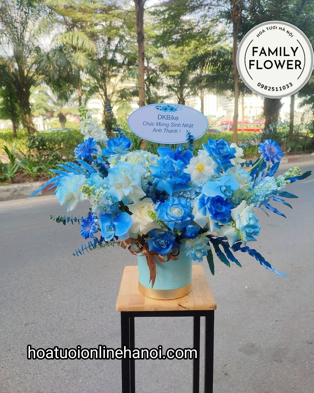 Hoa tặng sinh nhật sếp - Lẵng hoa xanh chúc mừng sinh nhật sếp ở Hà Nội.