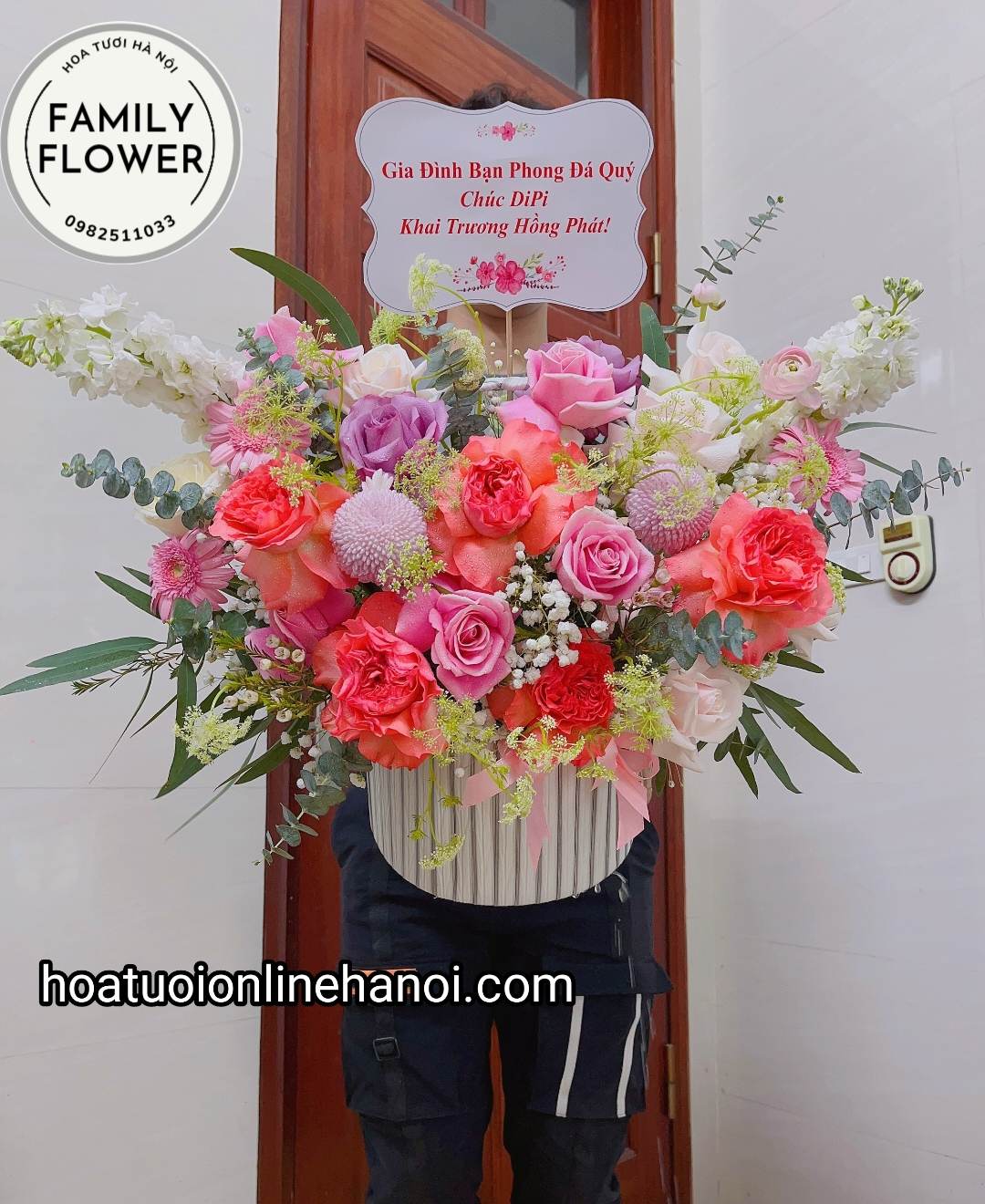 Lẵng hoa chúc mừng khai trương hồng phát ! Đặt hoa online Hà Nội