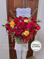 Shop hoa tươi Hà Nội - Lẵng hoa hồng đỏ chúc mừng khai trương quận Ba Đình - Hà Nội