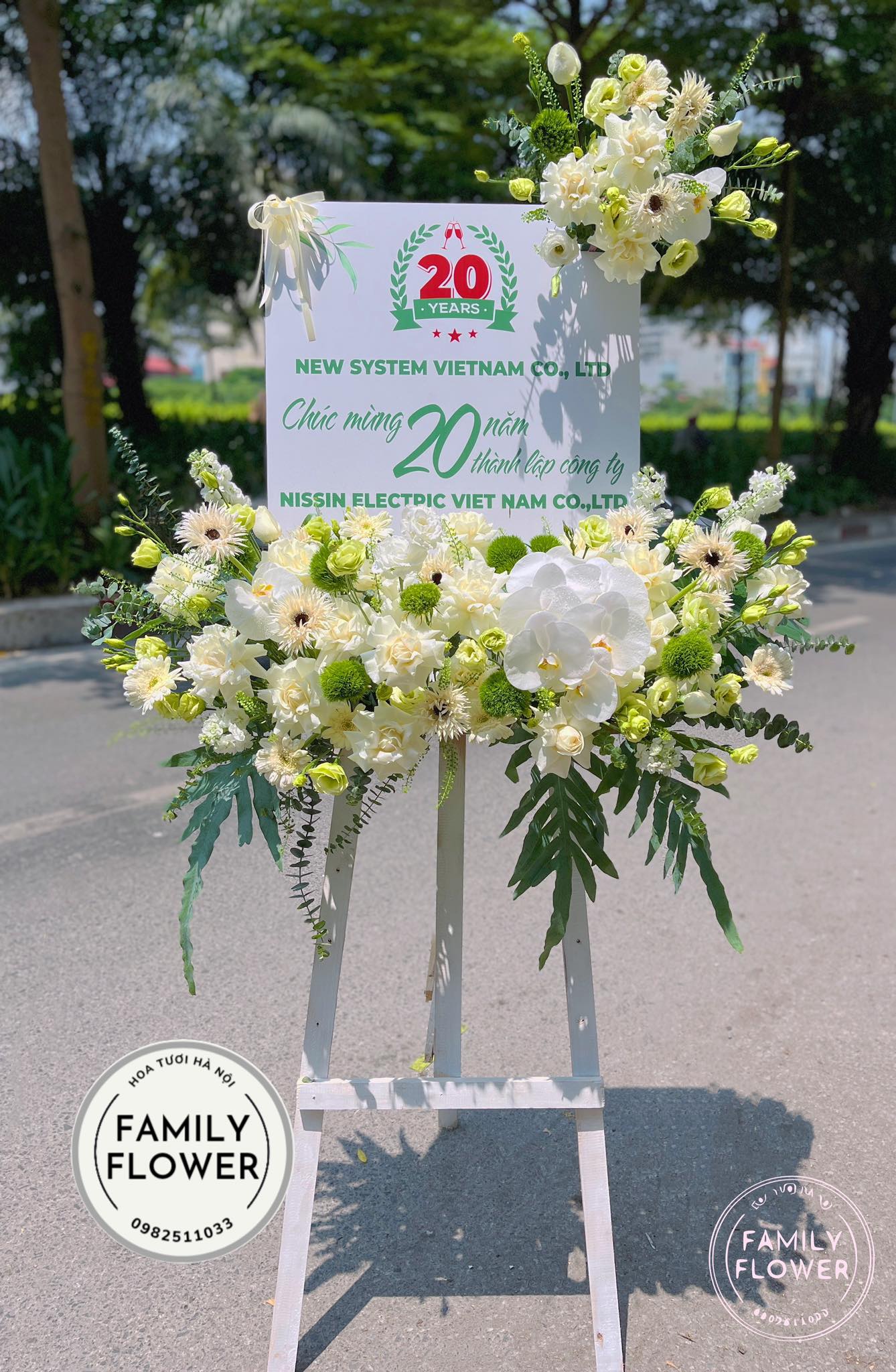 Kệ hoa khung tranh chúc mừng kỷ niệm thành lập công ty , sự kiện , hội nghị ở Hà Nội ! Điện hoa hà nội