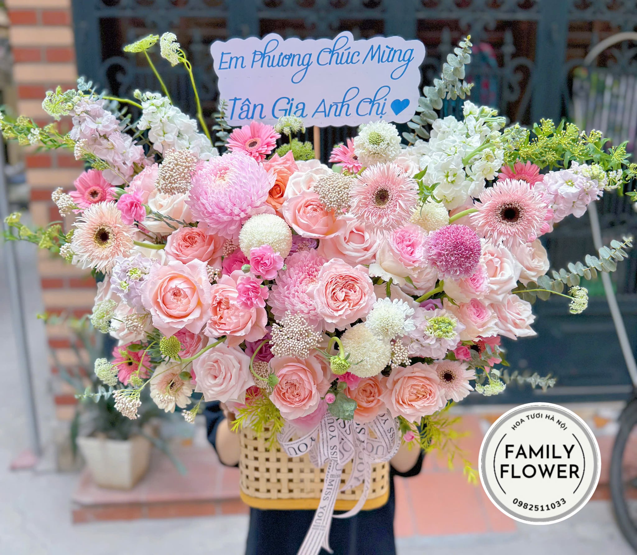 Hoa tươi Hà Nội ! Lẵng hoa chúc mừng tân gia ở Hà Nội ! Hoa Hà Nội