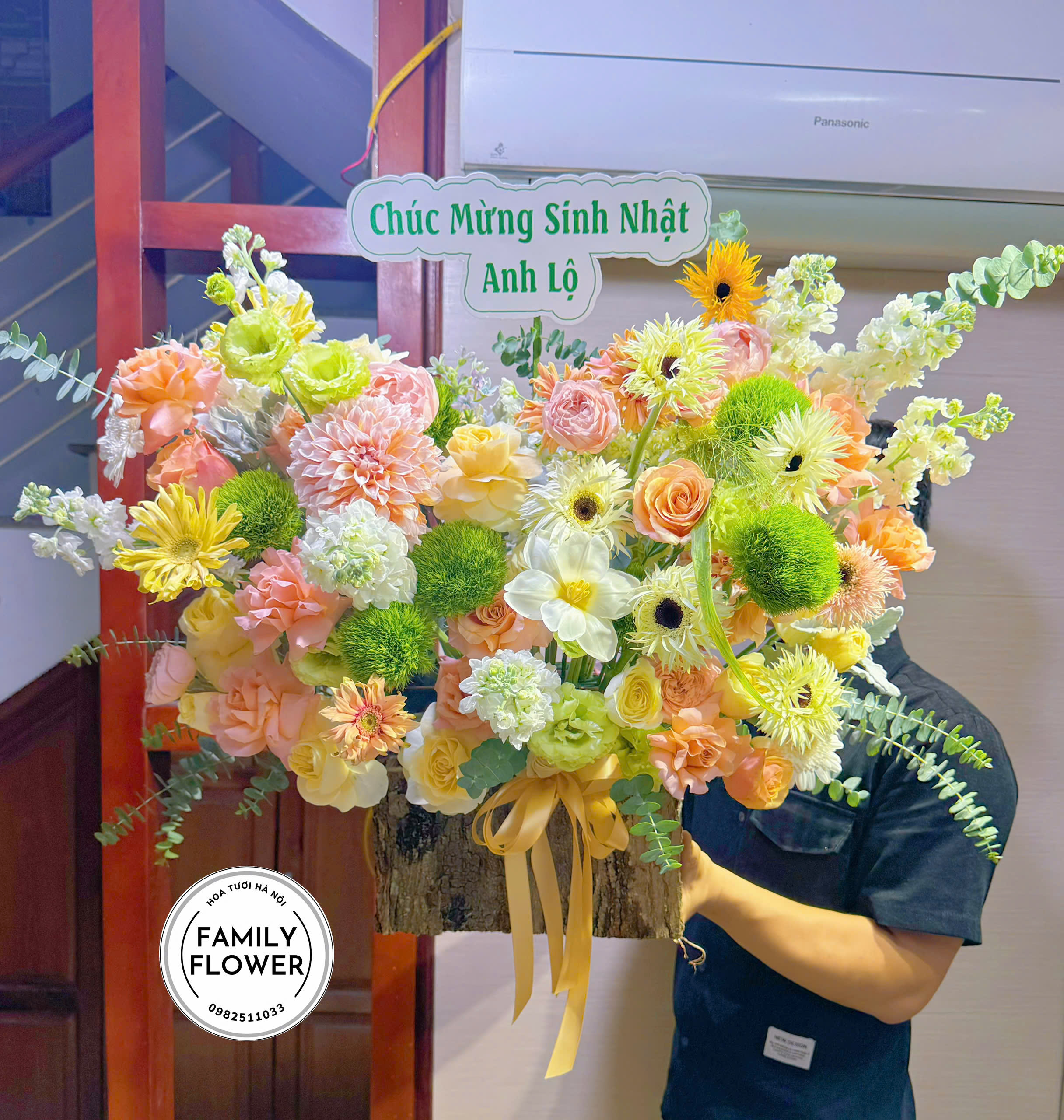 Lẵng Hoa Sinh Nhật Tone Vàng Cam Pastel – Hoa Tươi Hà Nội - Hoa sinh nhật Hà Nội