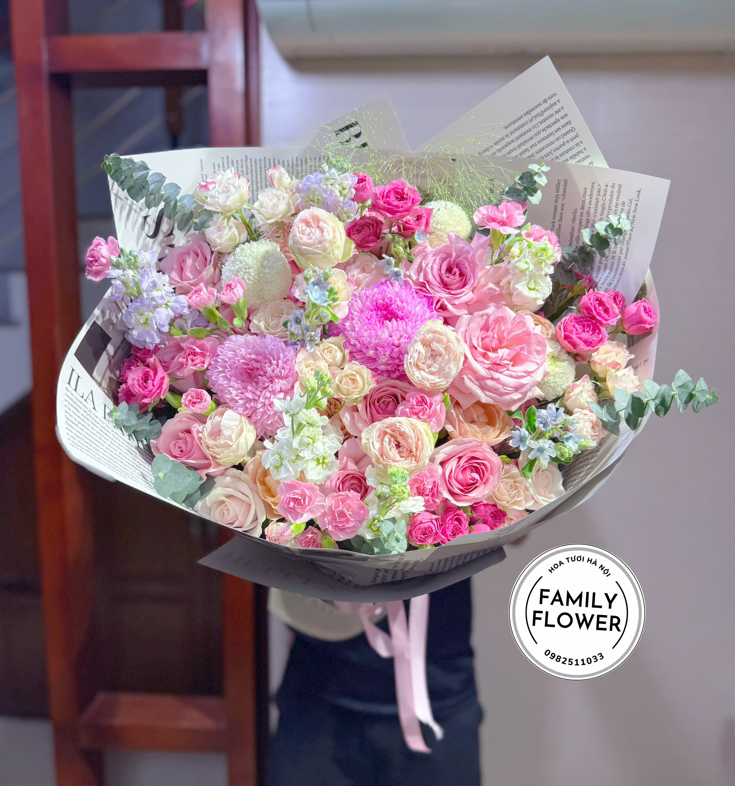 Bó Hoa 20/10 Tone Hồng Pastel Đẹp Sang Trọng – Hoa Tặng Ngày Phụ Nữ Hà Nội | Family Flower