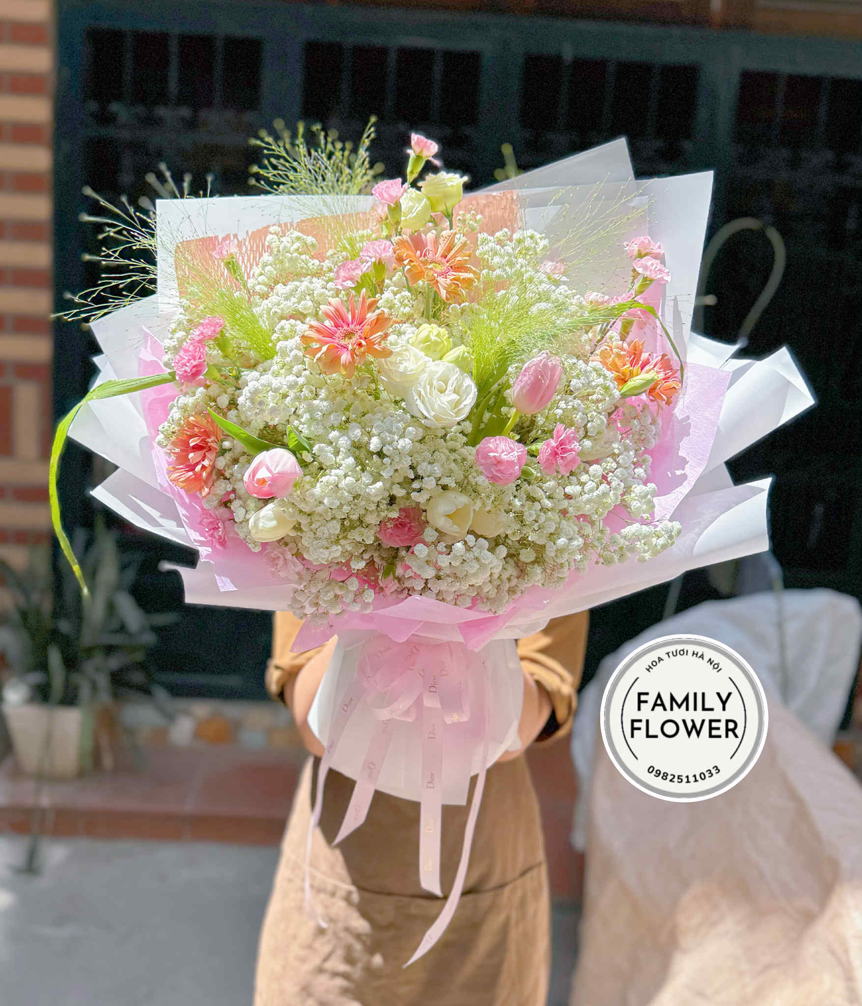 Bó hoa baby mix tulip mix hoa phụ tặng sinh nhật quận Ba Đình Hà Nội ! Hoa tươi Ba Đình