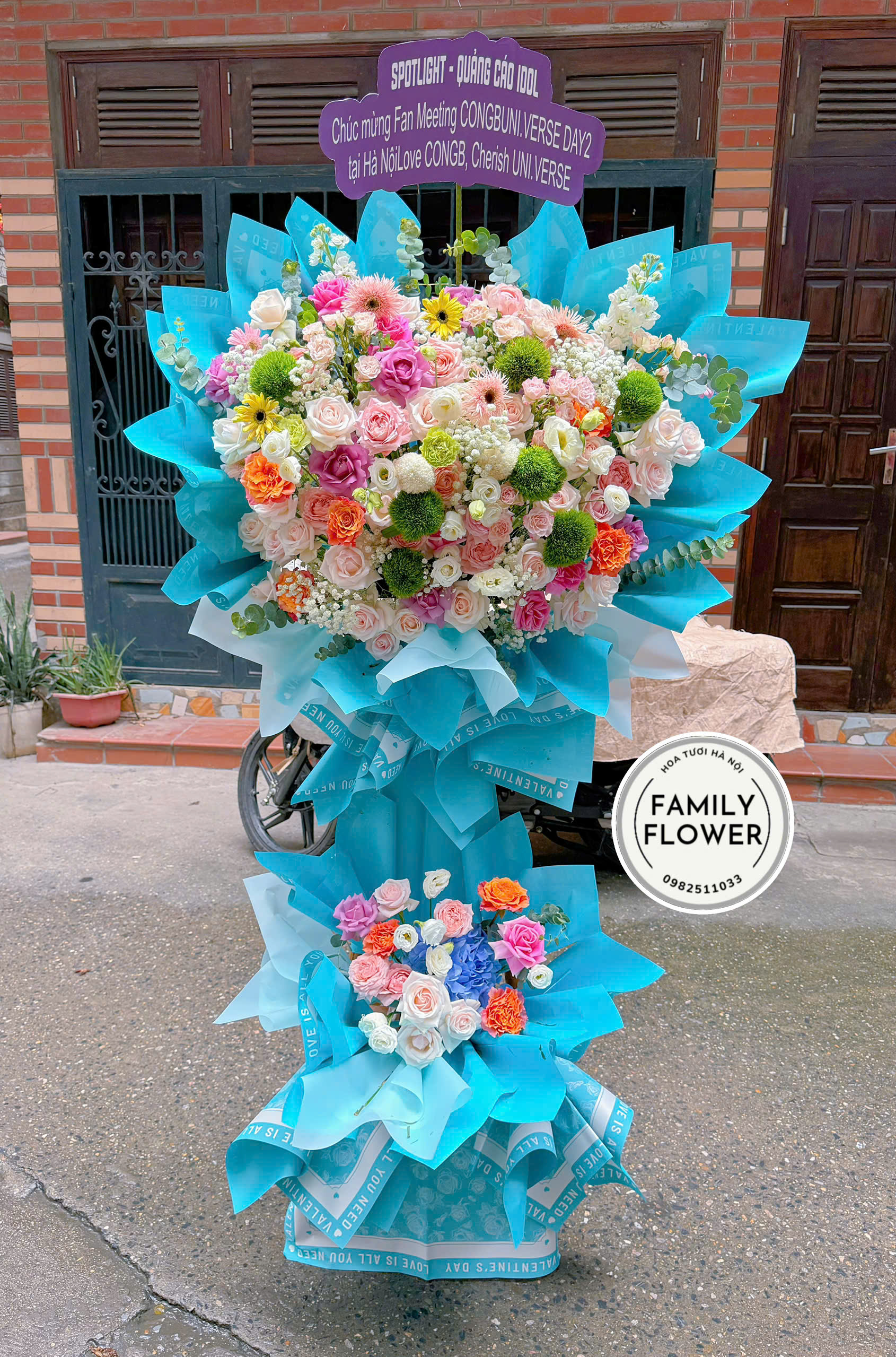 Kệ hoa chúc mừng khai trương , hoa khai trương Cầu Giấy , family flower hoa tươi Hà Nội