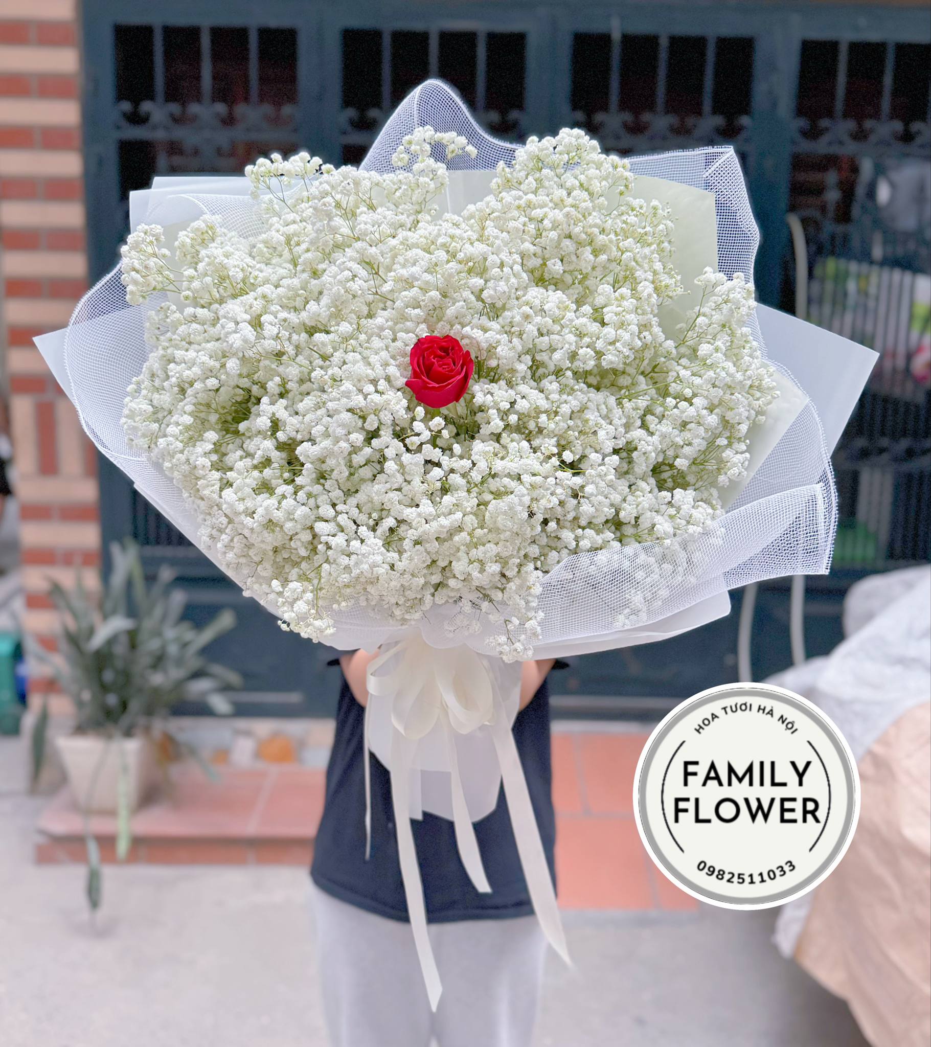 Bó hoa baby trắng tặng tốt nghiệp ở quận Cầu Giấy Hà Nội ! Hoa tốt nghiệp Hà Nội