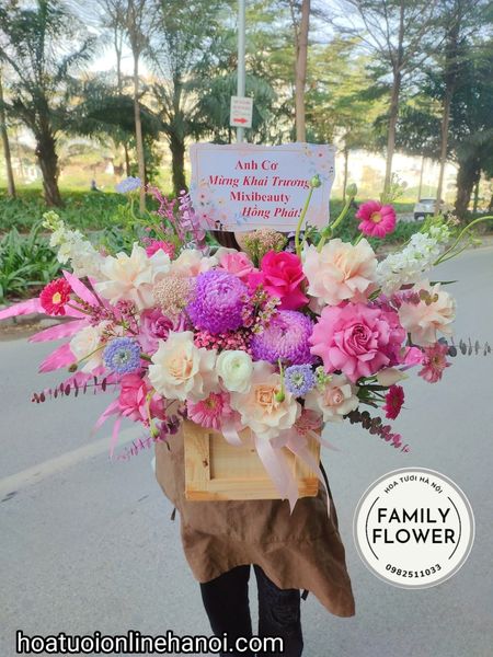 Hoa khai trương! Lẵng hoa chúc mừng khai trương đẹp ở quận Ba Đình - Hà Nội