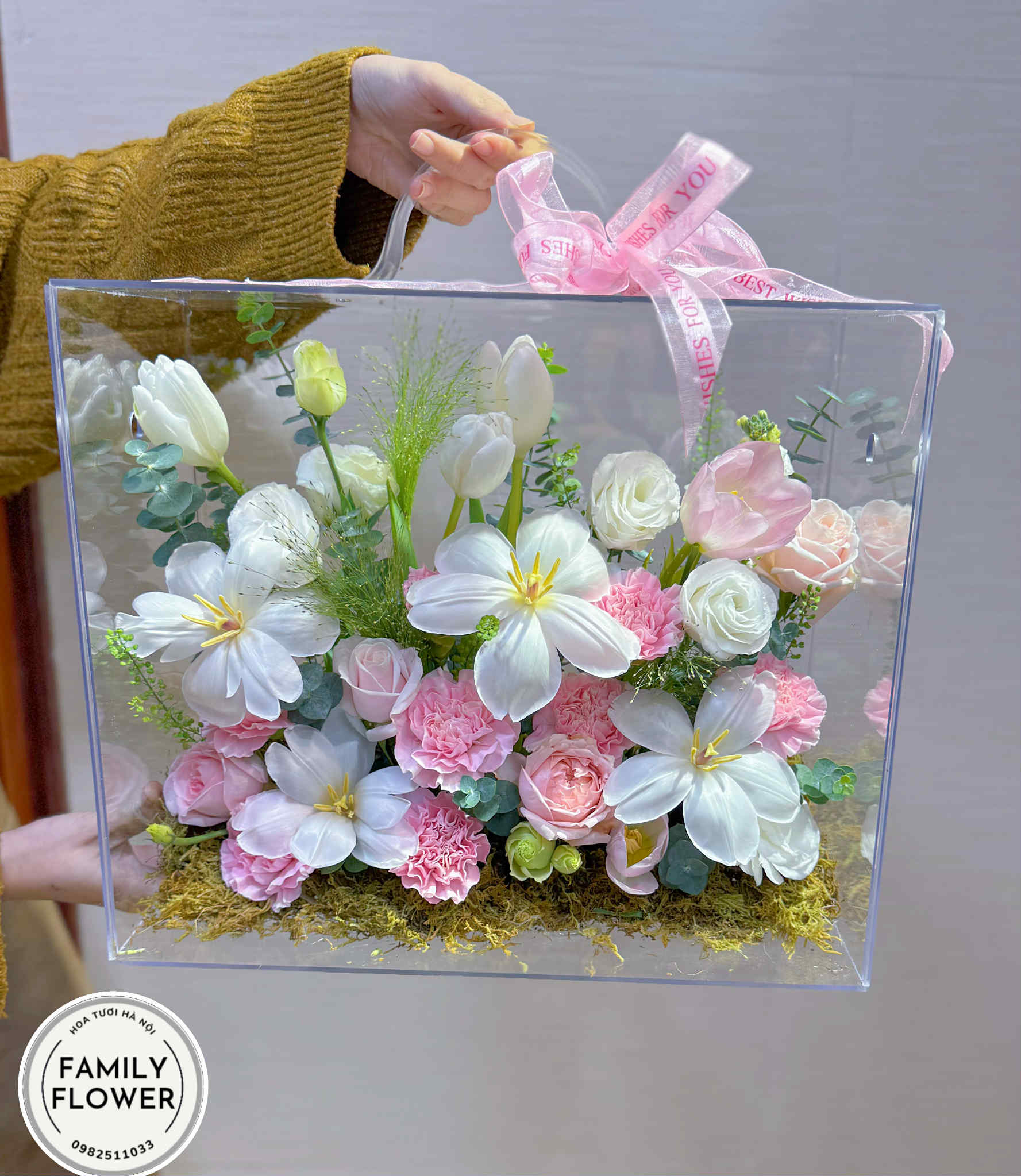 Vali hoa tulip tặng sinh nhật mẹ quận Hoàn Kiếm ! Hà Nội ! Hoa sinh nhật Hà Nội