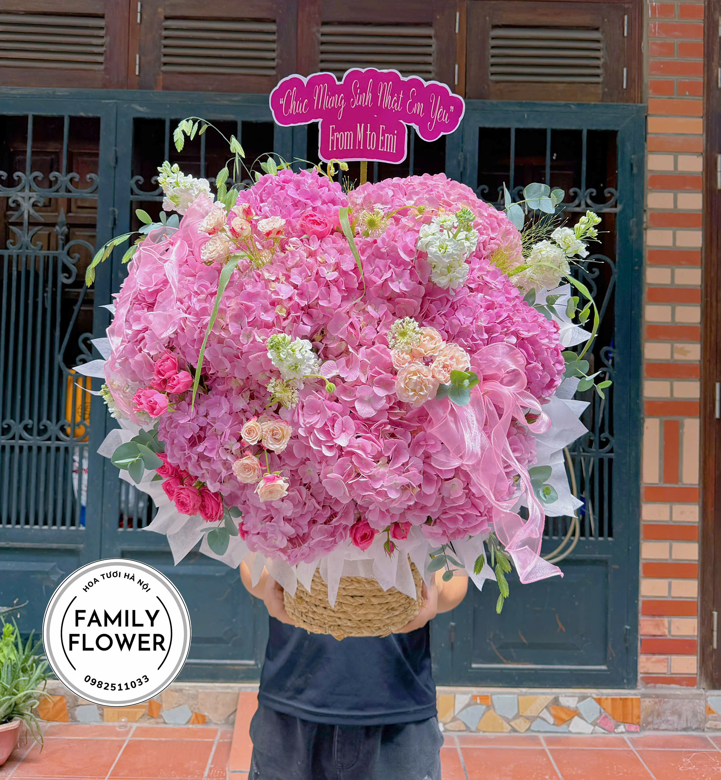 Lẵng Hoa Cẩm Tú Cầu Hồng Đẹp Sang Trọng Tặng Sinh Nhật – Family Flower Hà Nội - Giao Hoa Nhanh Hà Nội