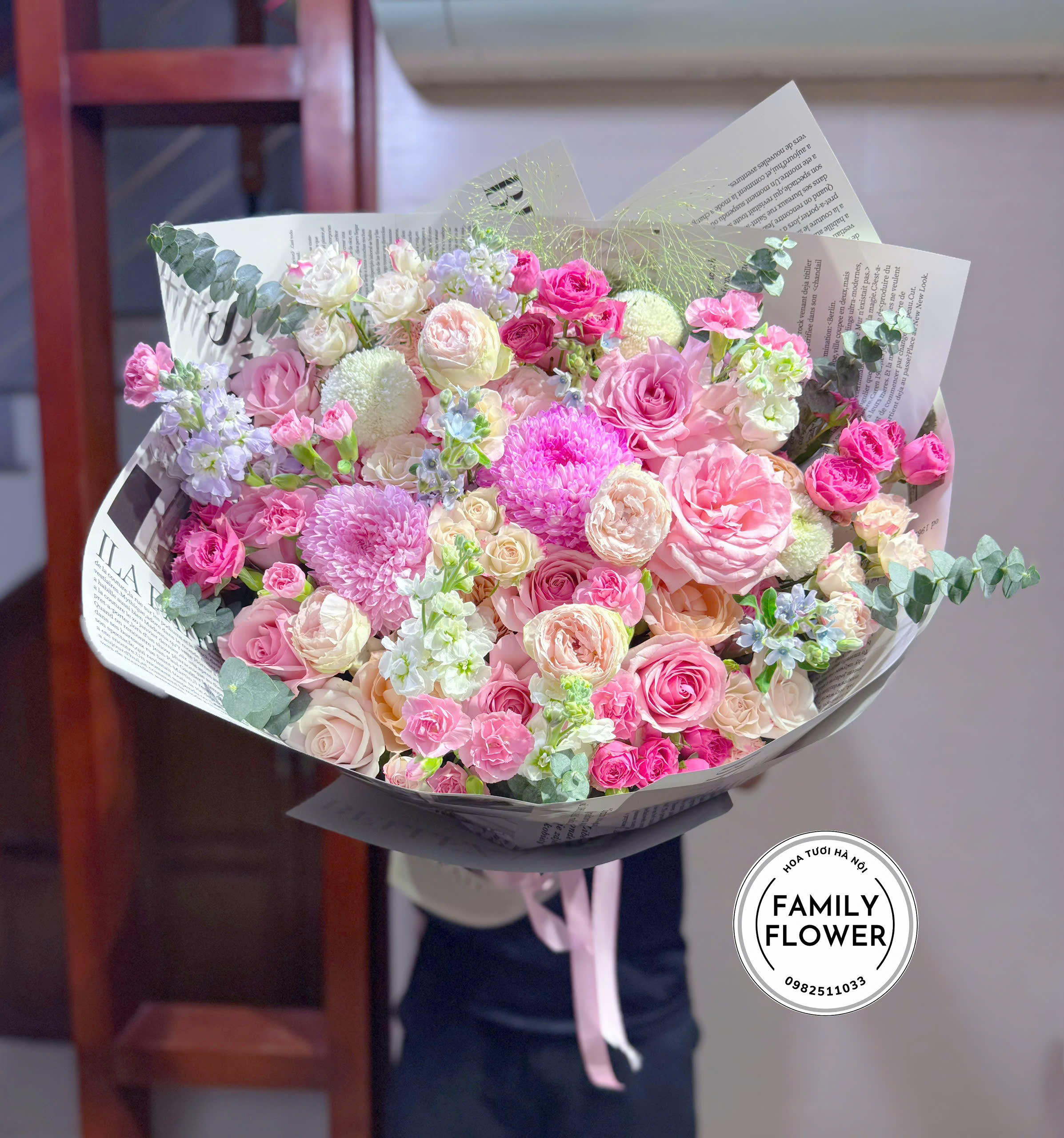 Bó Hoa 20/10 Tone Hồng Pastel Đẹp Sang Trọng – Hoa Tặng Ngày Phụ Nữ Hà Nội | Family Flower