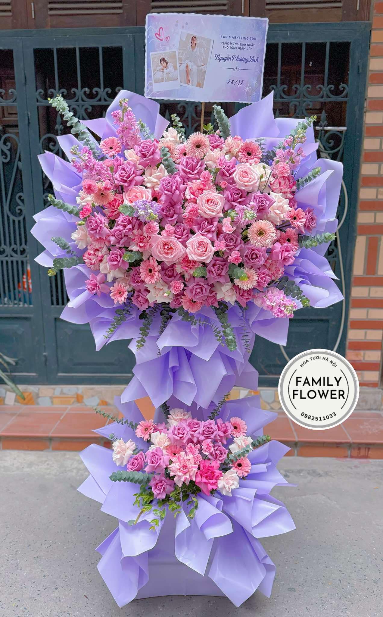 Kệ hoa tặng sinh nhật sếp quận Đống Đa , Hoàn Kiếm Hà Nội ! Hoa sinh nhật Hà Nội