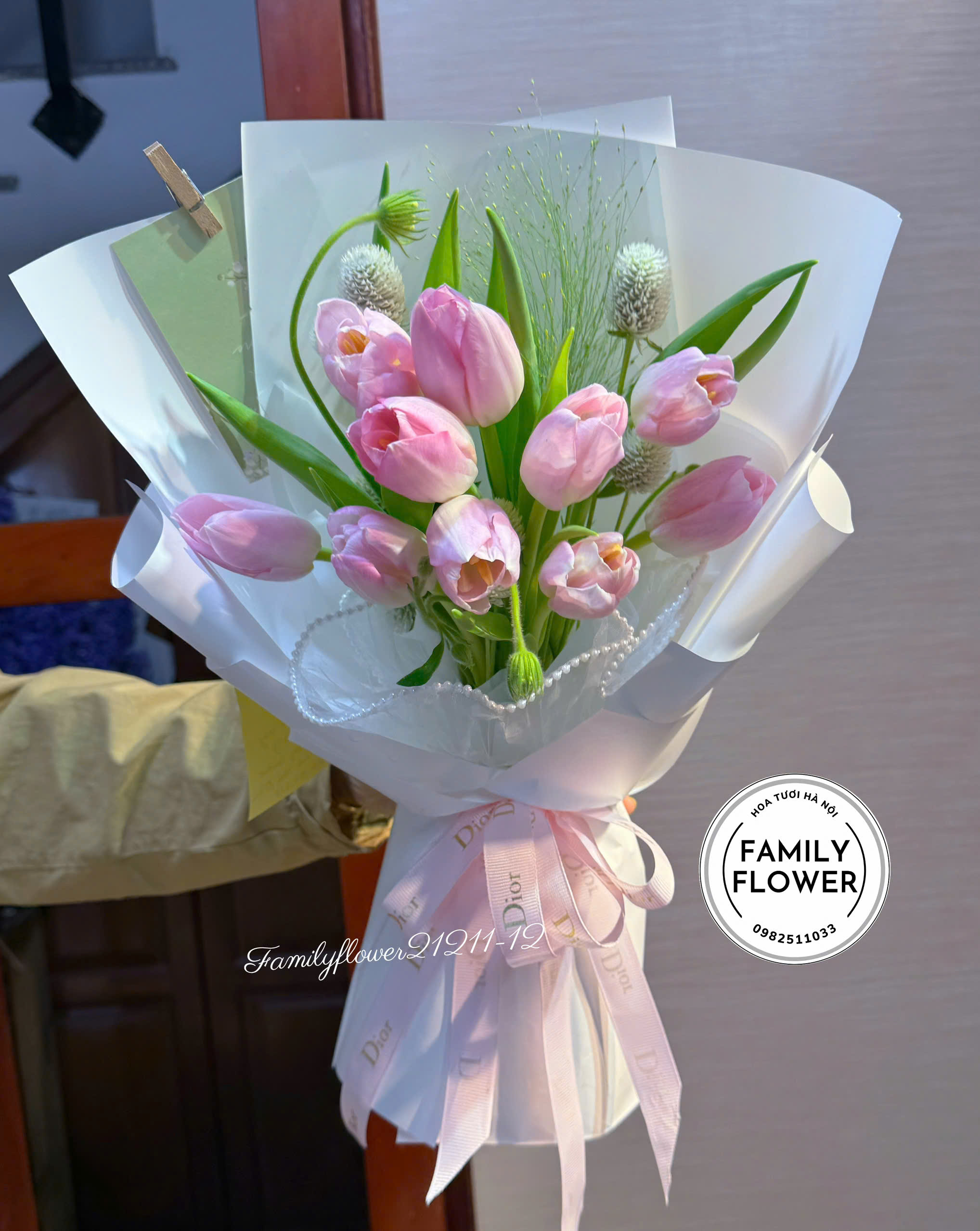 Bó Hoa Tulip Hồng Pastel Thanh Lịch – Hoa Tươi Hà Nội | Family Flower