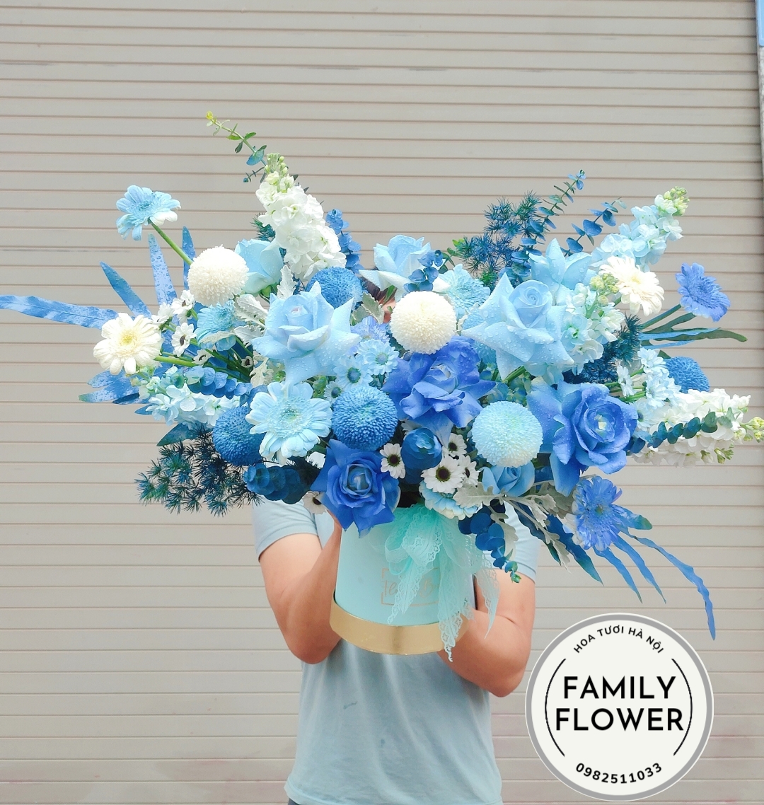 Lẵng hoa xanh tặng sinh nhật sếp , đối tác quan trọng , hộp hoa xanh tươi tại Cầu Giấy - Hà Nội