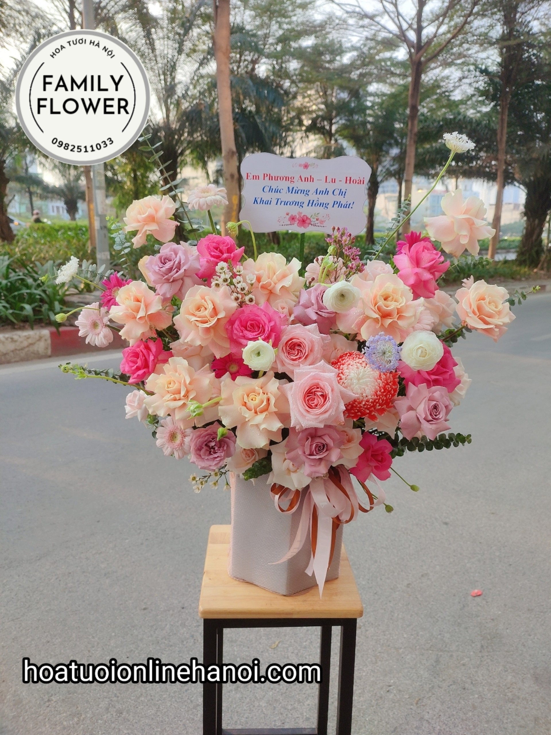 Tiệm hoa tươi Hà Nội ! Lẵng hoa vip chúc mừng khai trương ở Hà Nội ! Shop hoa tươi