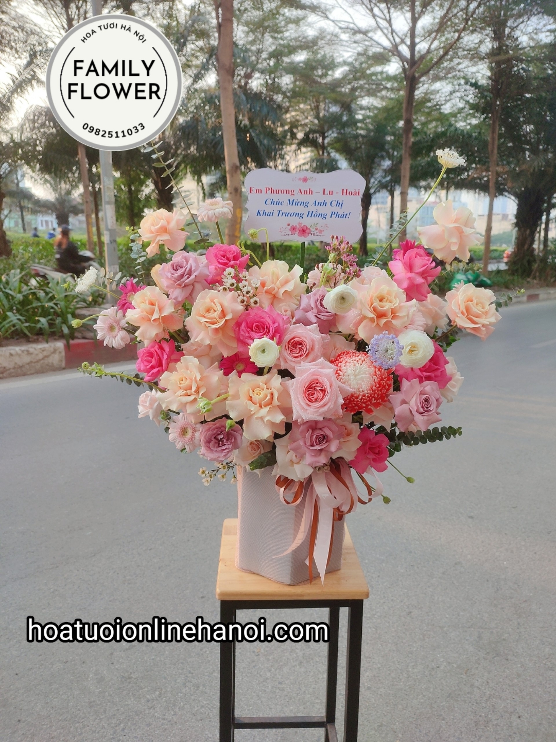 Tiệm hoa tươi Hà Nội ! Lẵng hoa vip chúc mừng khai trương ở Hà Nội ! Shop hoa tươi