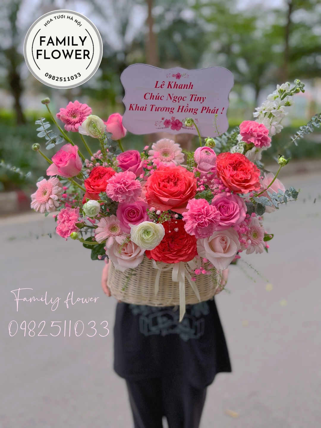 Mua hoa hà nội giá rẻ ! Lẵng hoa chúc mừng khai trương ở quận Cầu Giấy - Bà Đình