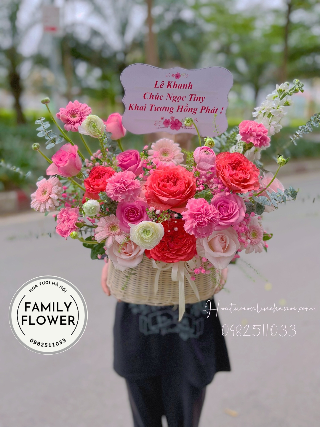 Mua hoa hà nội giá rẻ ! Lẵng hoa chúc mừng khai trương ở quận Cầu Giấy - Bà Đình