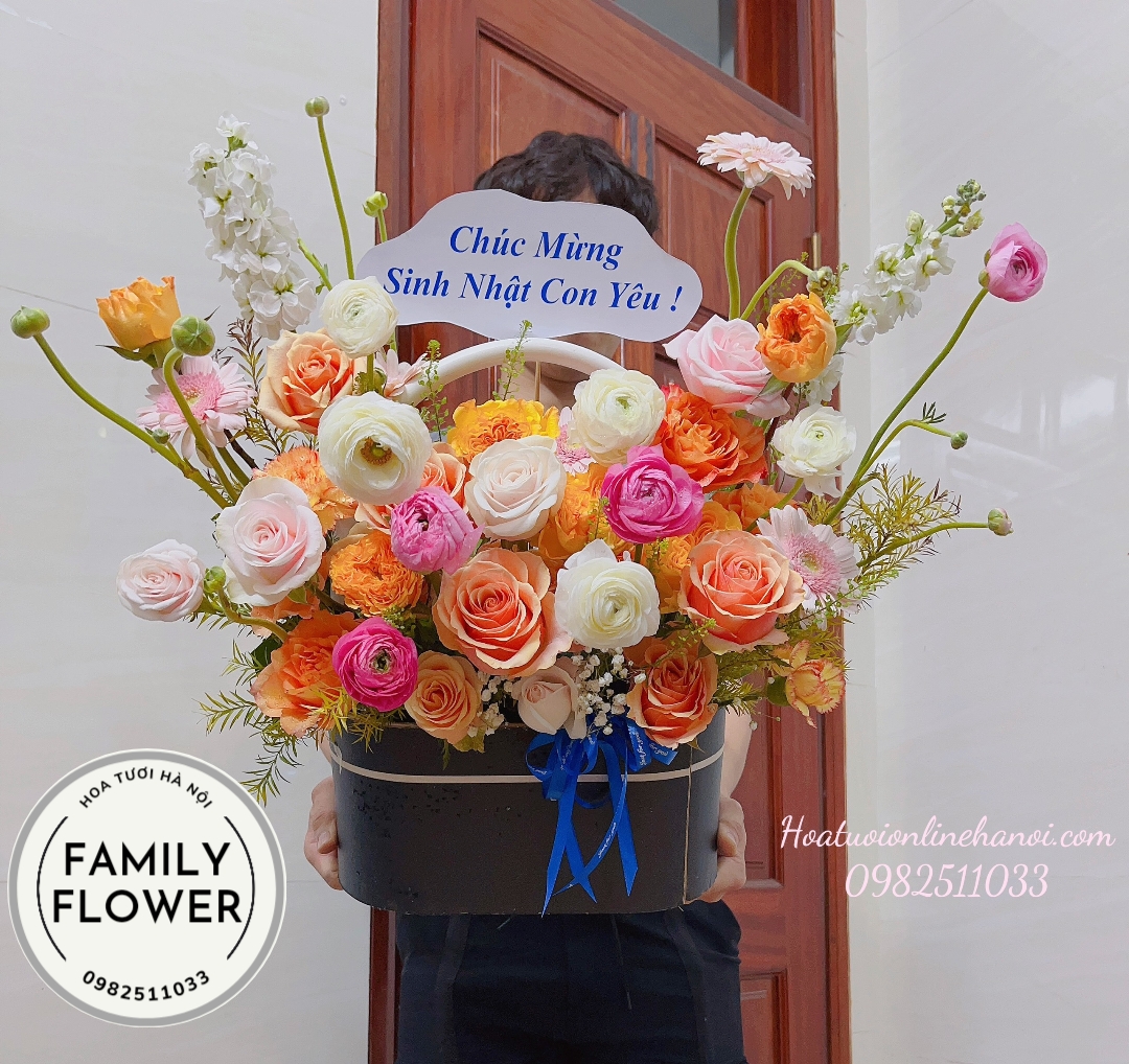 Đặt hoa online Hà Nội , lẵng hoa tặng sinh nhật con yêu ở Hà Nội