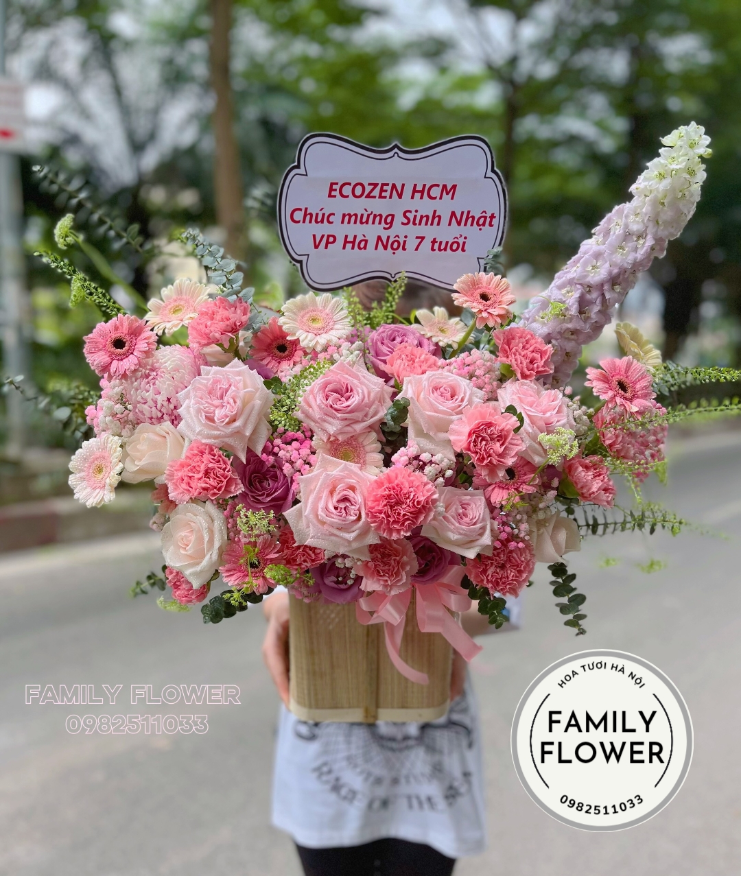 Mua hoa tươi Cầu Giấy ! Lẵng hoa chúc mừng sinh nhật công ty quận Cầu Giấy Hà Nội