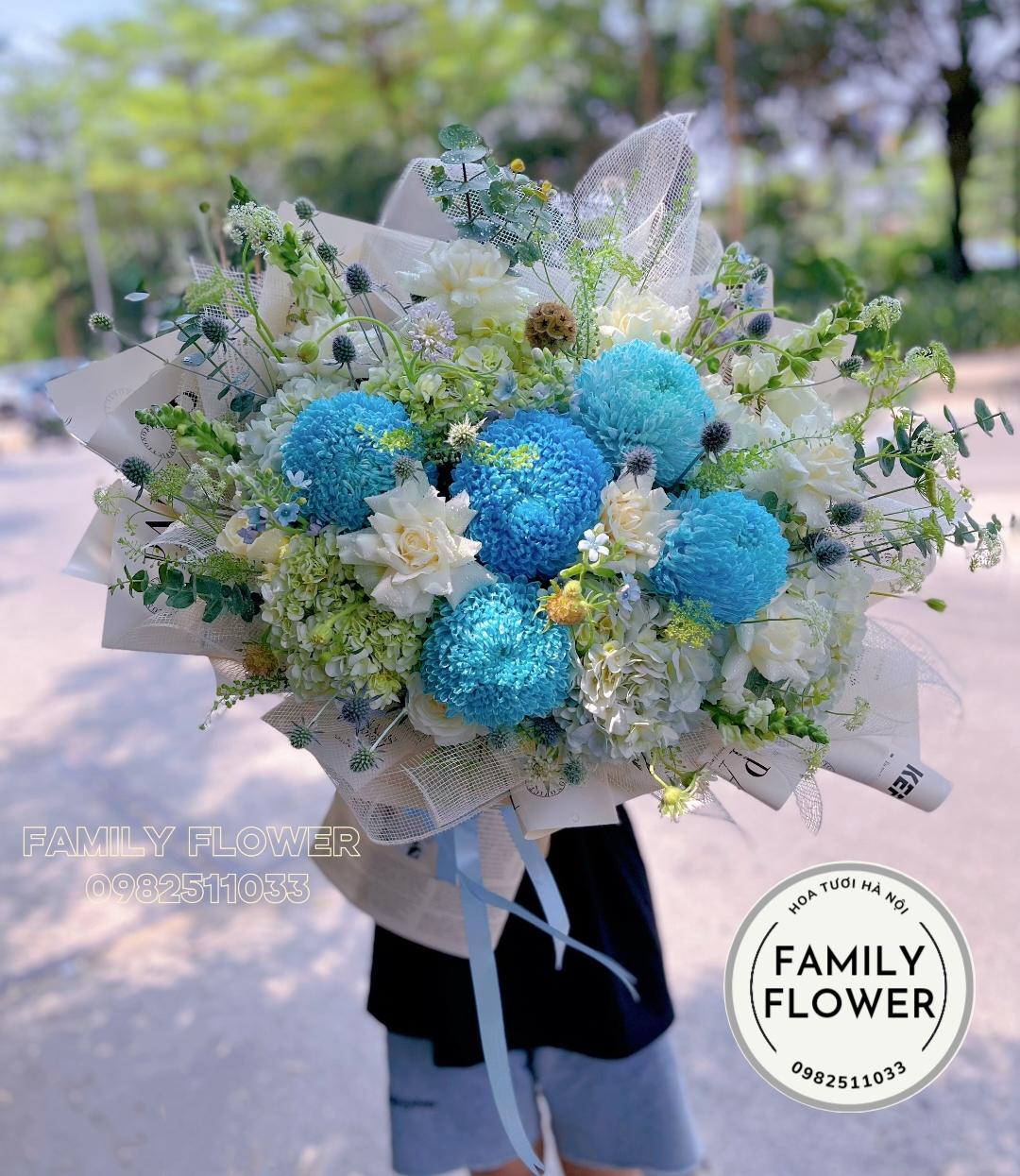 hoa tươi Hà Nội . bó hoa xanh ngát chúc mừng sinh nhật ở quận Hoàn Kiếm - Hà Nội