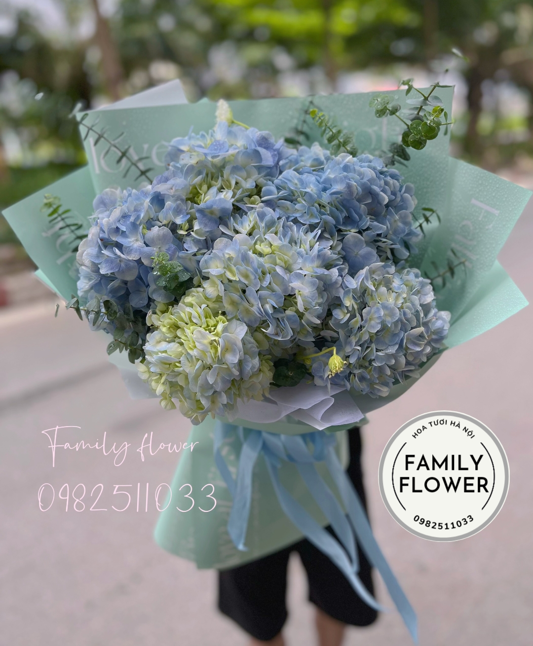 bó hoa cẩm tú cầu xanh bơ tặng  sinh nhật chồng , bố ở ba đình HÀ NỘI , hoa tươi HÀ NỘI