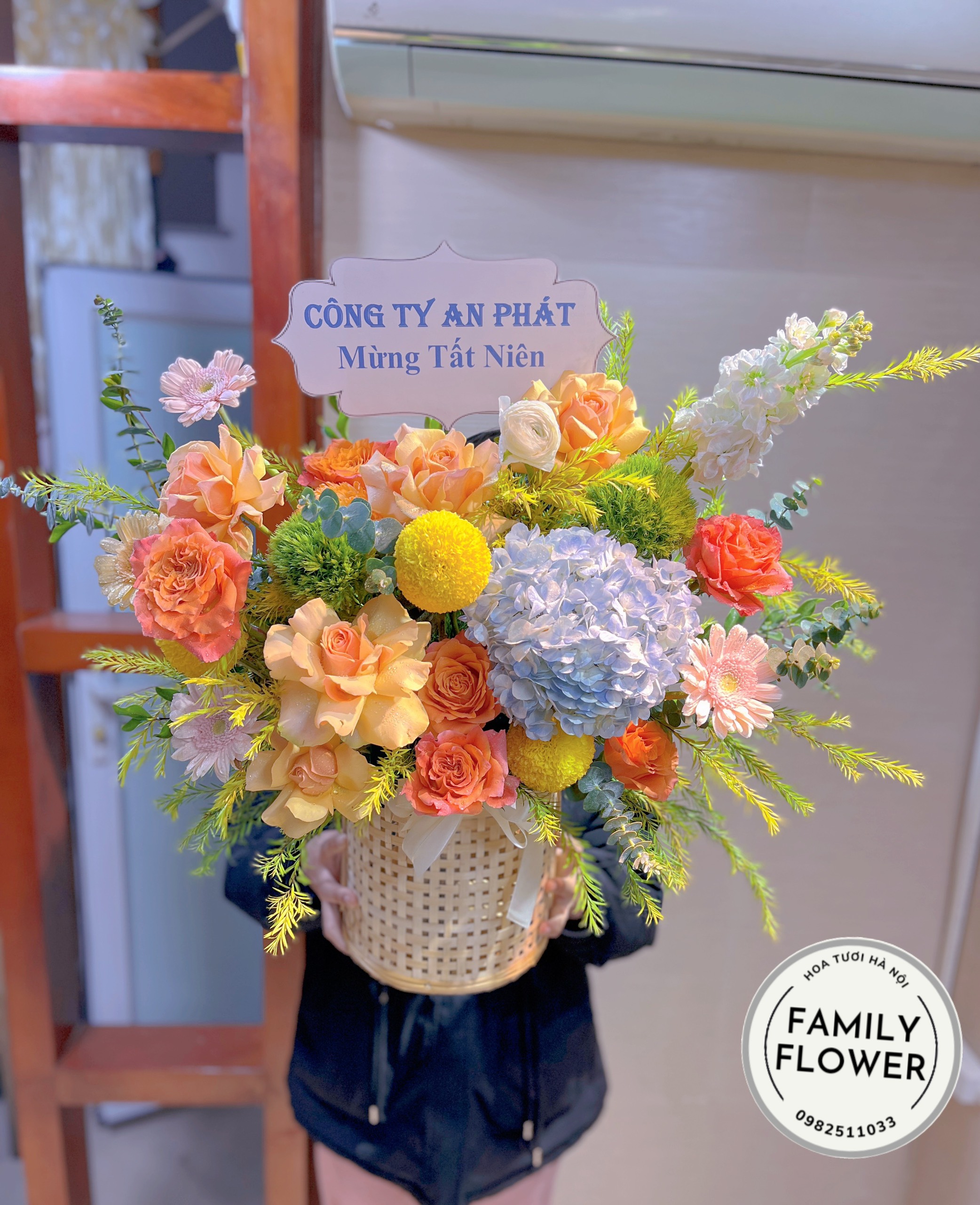 Lẵng chúc mừng tất niên ở quận Ba Đình Cầu Giấy Hà Nội ! Hoa tươi Ba Đình