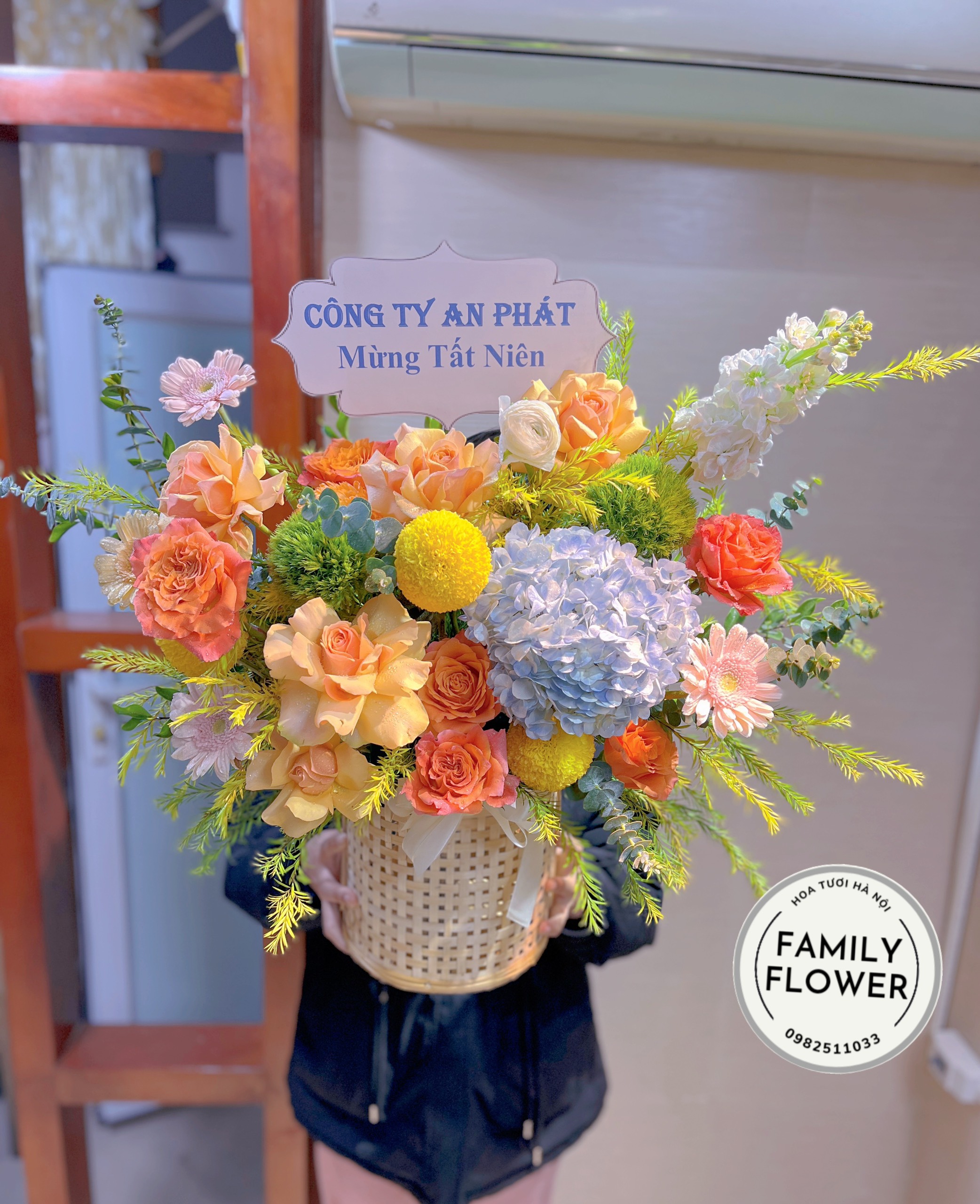 Lẵng chúc mừng tất niên ở quận Ba Đình Cầu Giấy Hà Nội ! Hoa tươi Ba Đình