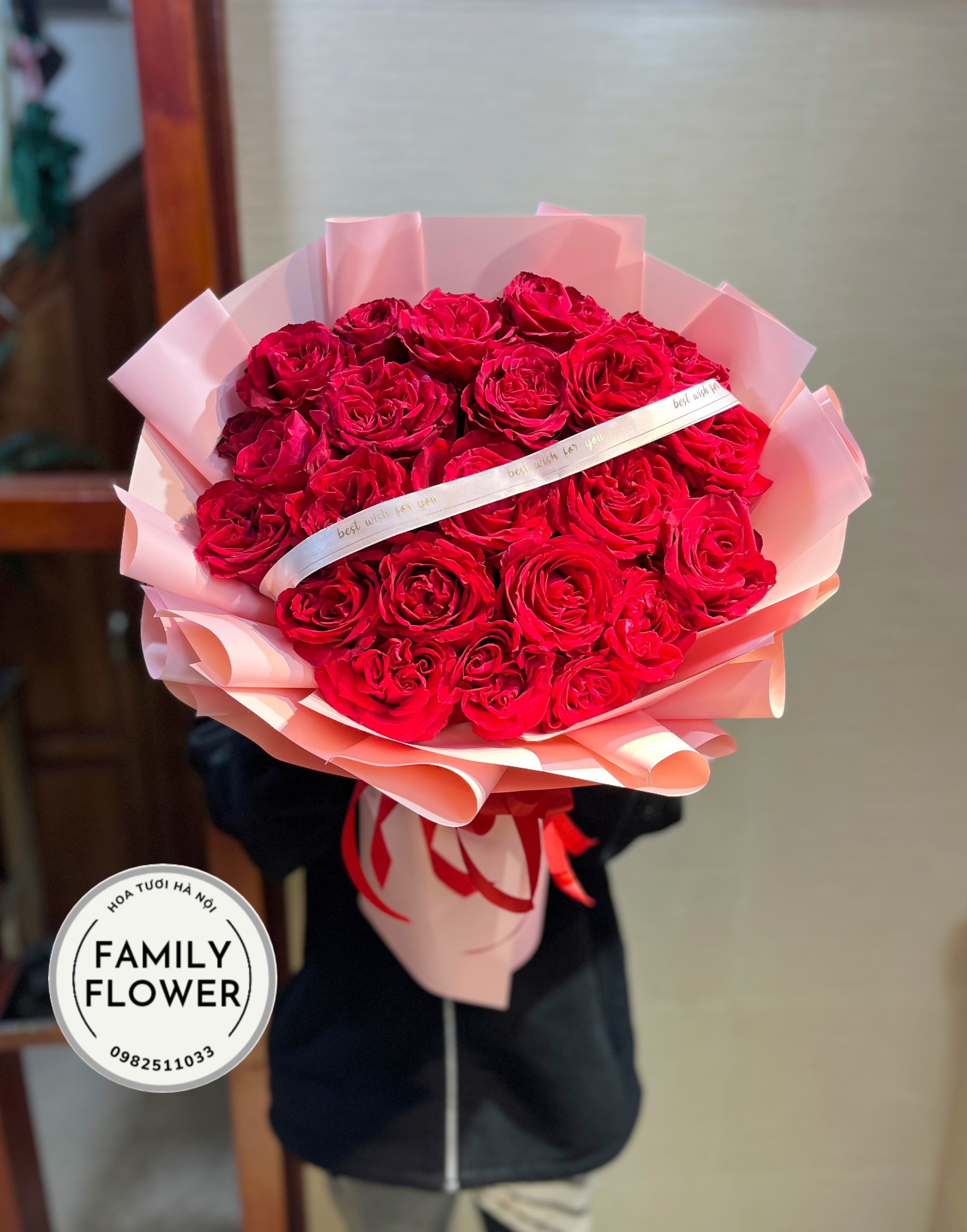 Bó hoa hồng đỏ tặng vợ nhân dịp valentine , mùng 8 tháng 3 ở Ba Đình Hà Nội