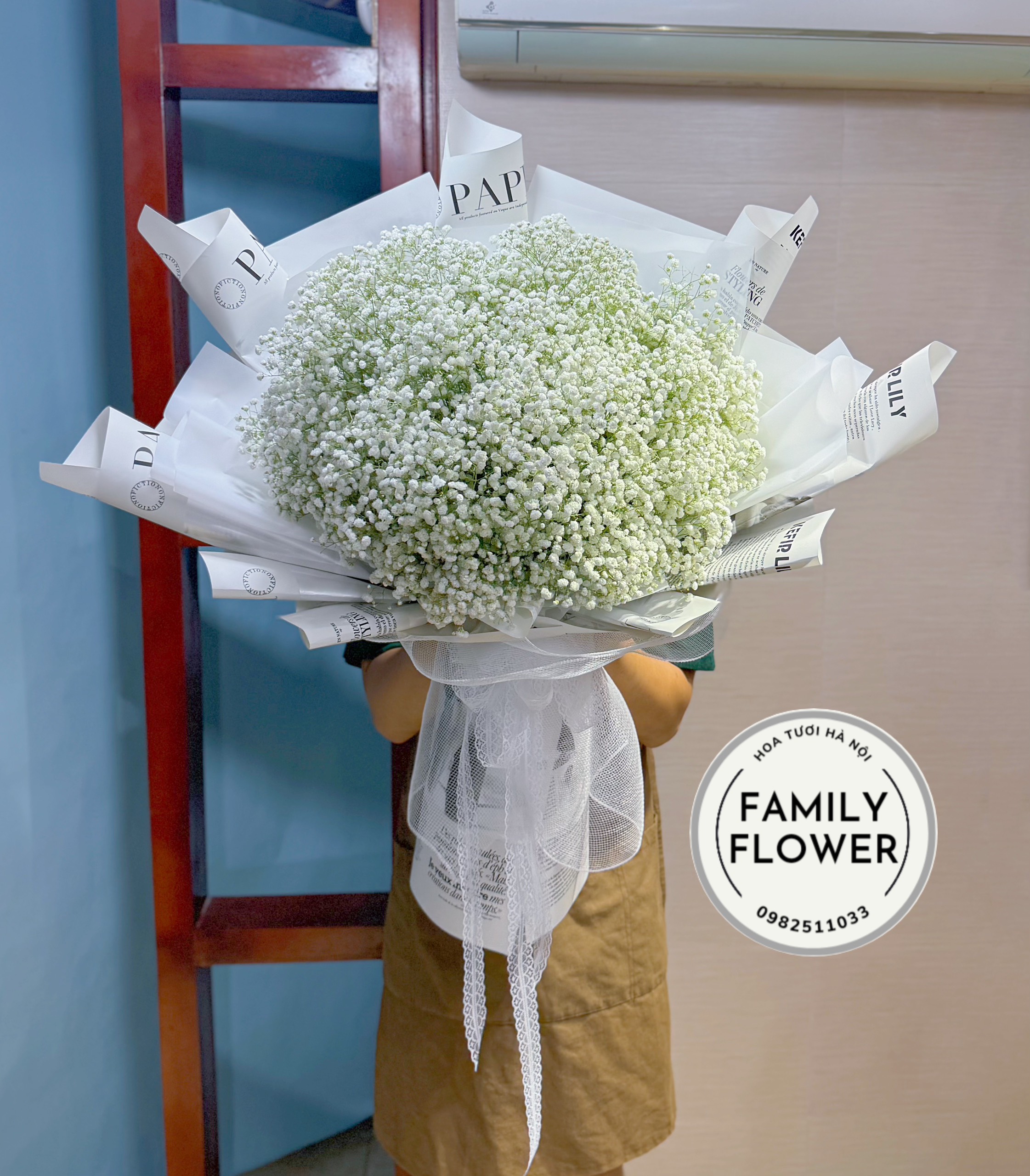 Bó hoa baby trắng tặng sinh nhật ở quận Ba Đình Hà Bội ! Hoa baby Ba Đình