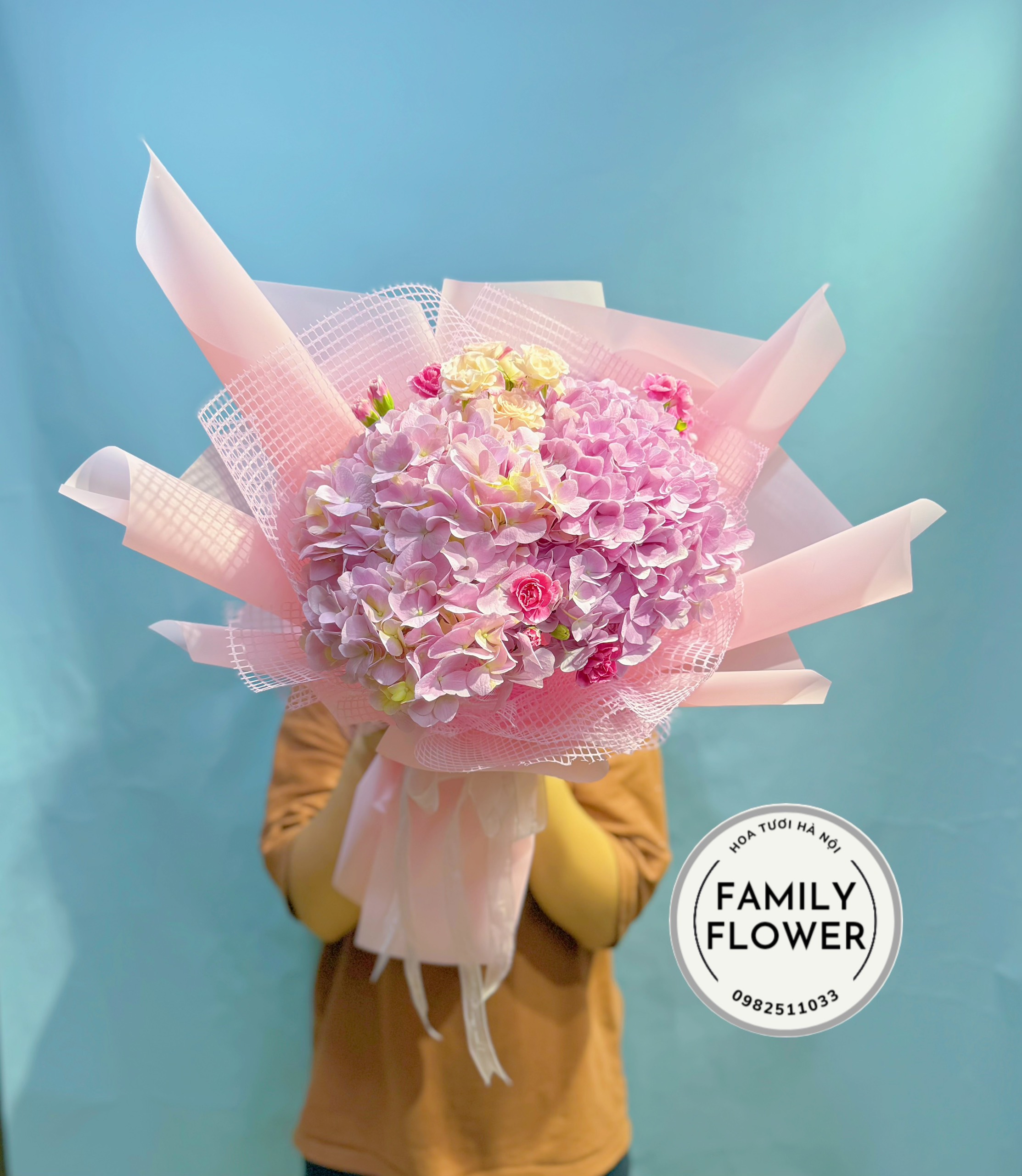 Bó hoa cẩm tú cầu hồng tặng sinh nhật ở quận Tây Hồ , Hoàn Kiếm Hà Nội ! Mua hoa cẩm tú cầu